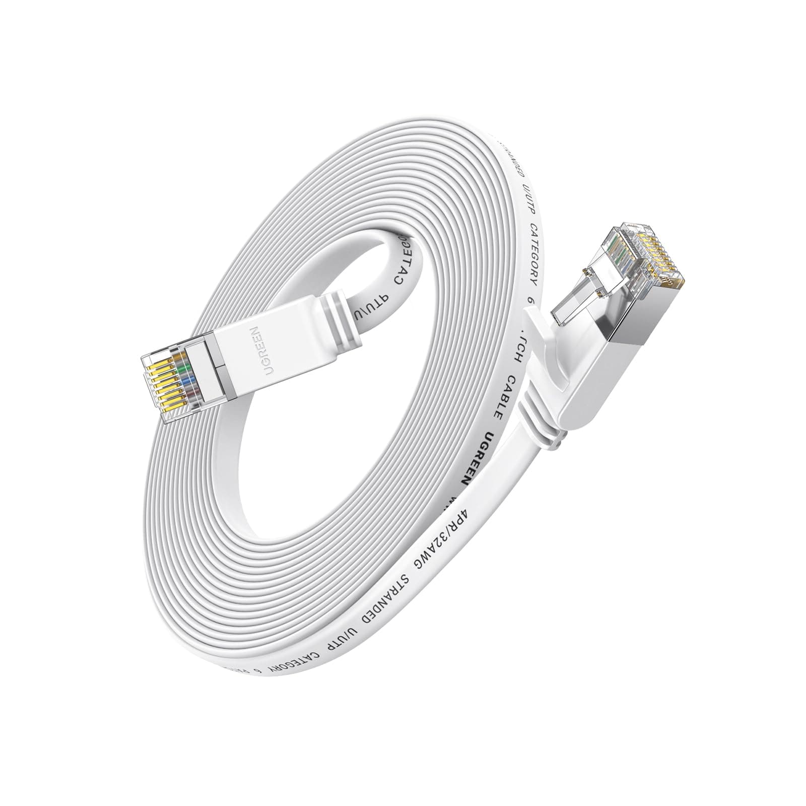 UGREEN Ethernet Cable Cat6 15M Gigabit Flat Network Coed 1000Mbps High-Speed Shielded Internet Cable RJ45 Ethernet Wire Patch Compatible for Laptop, PC, PS5 PS4, TV, Modem, Router, Hub, Switch