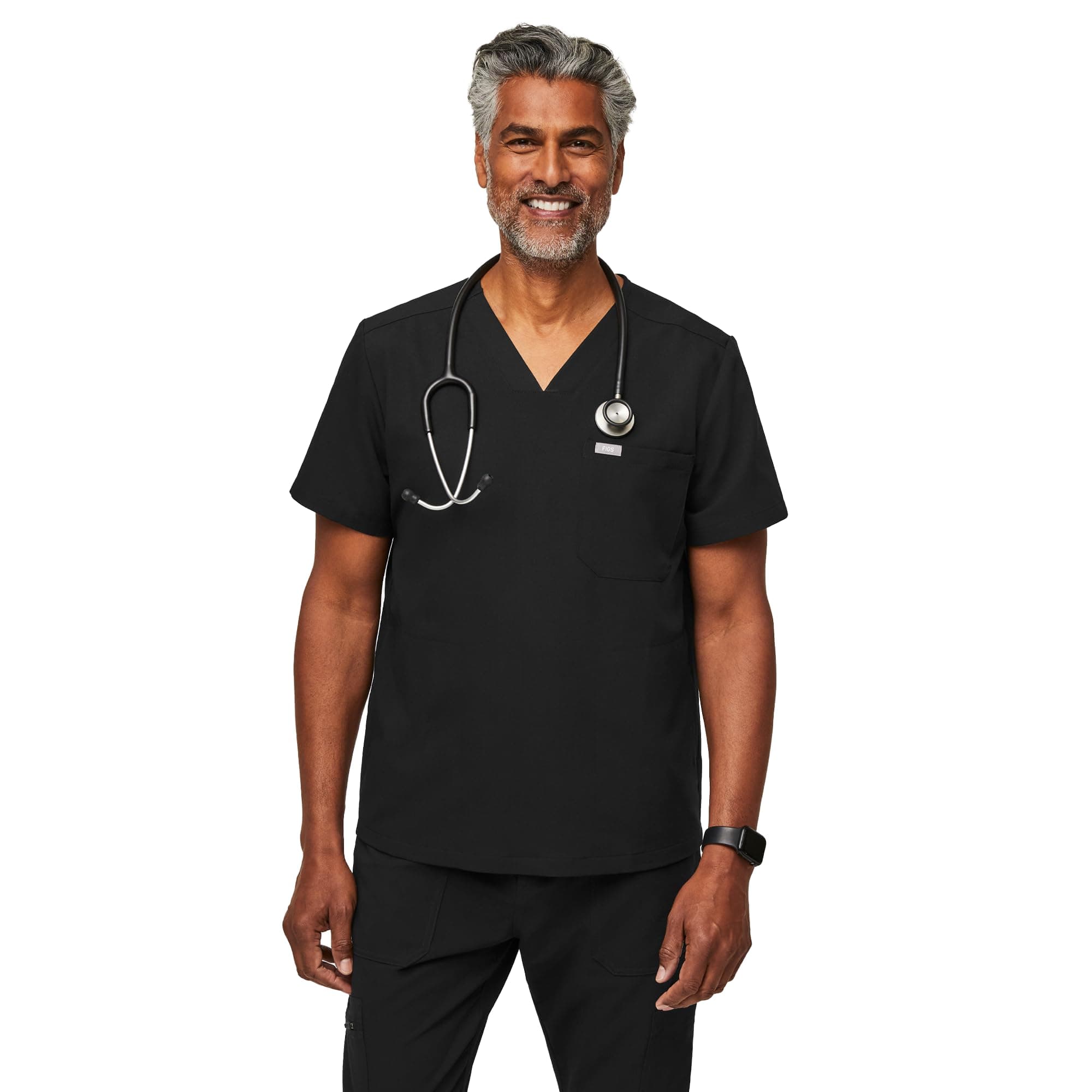 FIGS Chisec Scrub Top for Men – 3 Pockets, Tailored Fit, Squared V-Neck, 4-Way Stretch, Moisture-Wicking