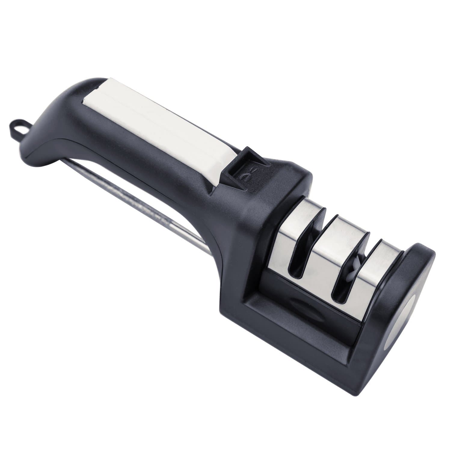 Kitchen Knife Sharpener From Gimehome,2 Stage Coarse & Extra-Fine Sharpening System For Serrated Knives,Scissors,Fishhook (Black)