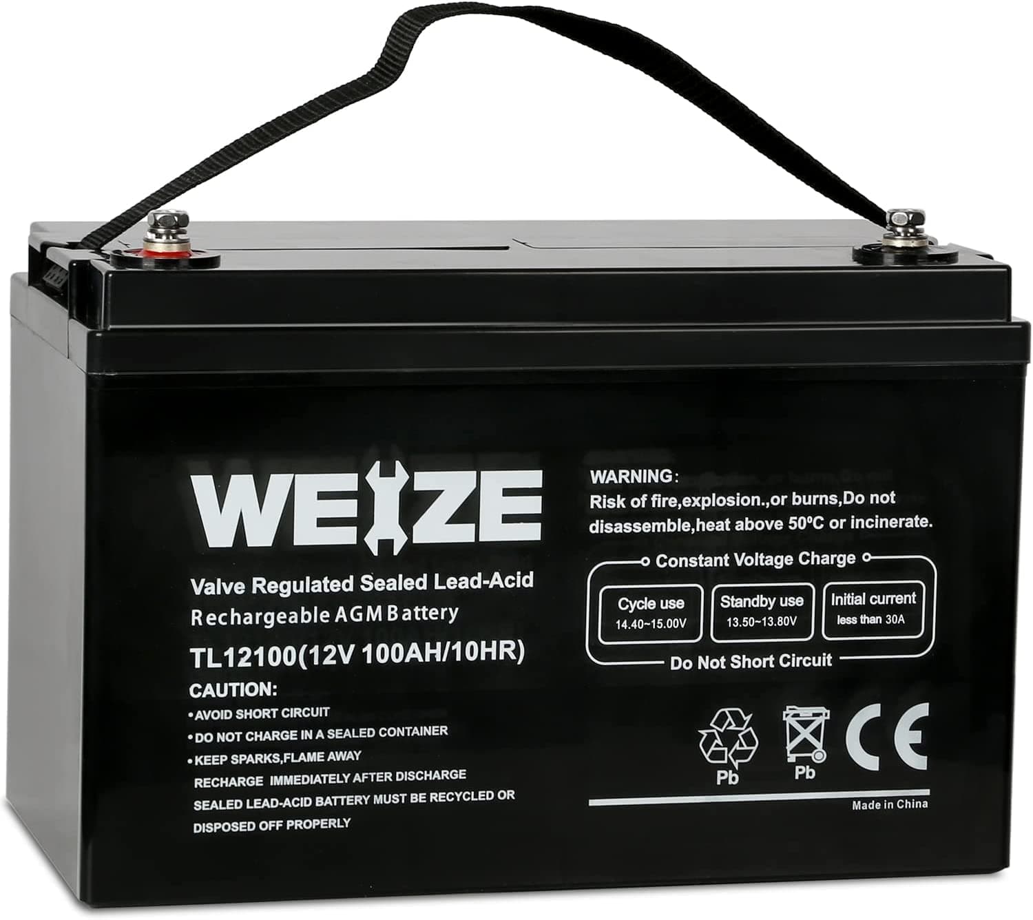 12V 100Ah Deep Cycle Battery, Group Size 31 Battery for RV, Solar, Camping, Cabin, Marine and Off-Grid System, 1150A Max Discharge Current, 3% Self-Discharge Rate