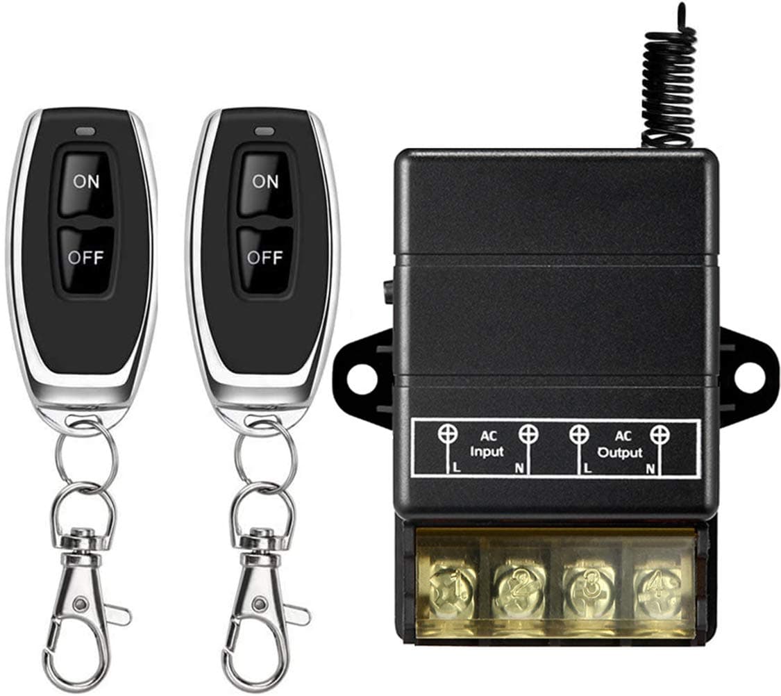 DONJON Wireless Remote Switch,AC 220V/230V/240V 30A Relay RF Remote Control Light Switche,for Pump Security Systems Door Curtain Gate Barriers etc with 328ft Long Range