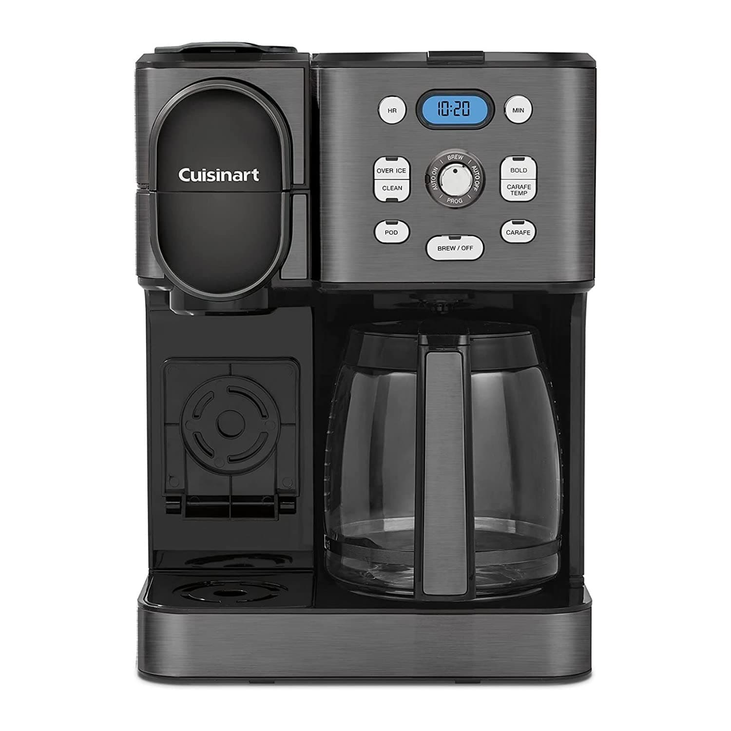 Cuisinart 12-Cup Coffee Maker, Single-Serve Brewer Glass Carafe, Automatic Hot & Iced Coffee Machine, Brew Strength Control and Brew Pause, SS-16BKS, Black Stainless Steel