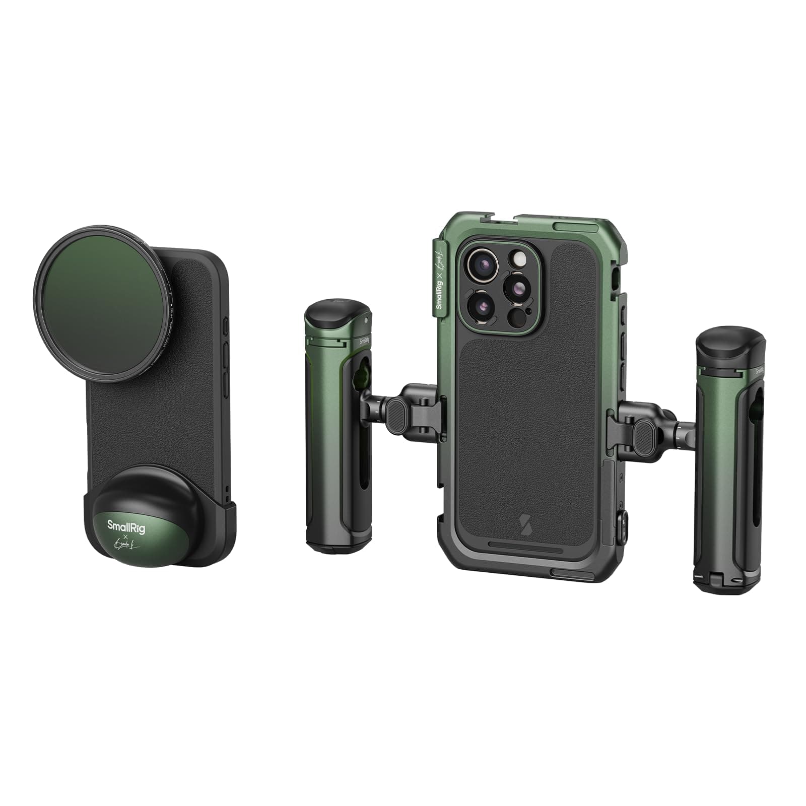 SMALLRIG x Brandon Li Mobile Video Kit for iPhone 16 Pro, Phone Cage with Lightweight Case, Rotatable Wireless QR Handles, 67MM Magnetic VND Filter Kit, Support for MagSafe - 5002