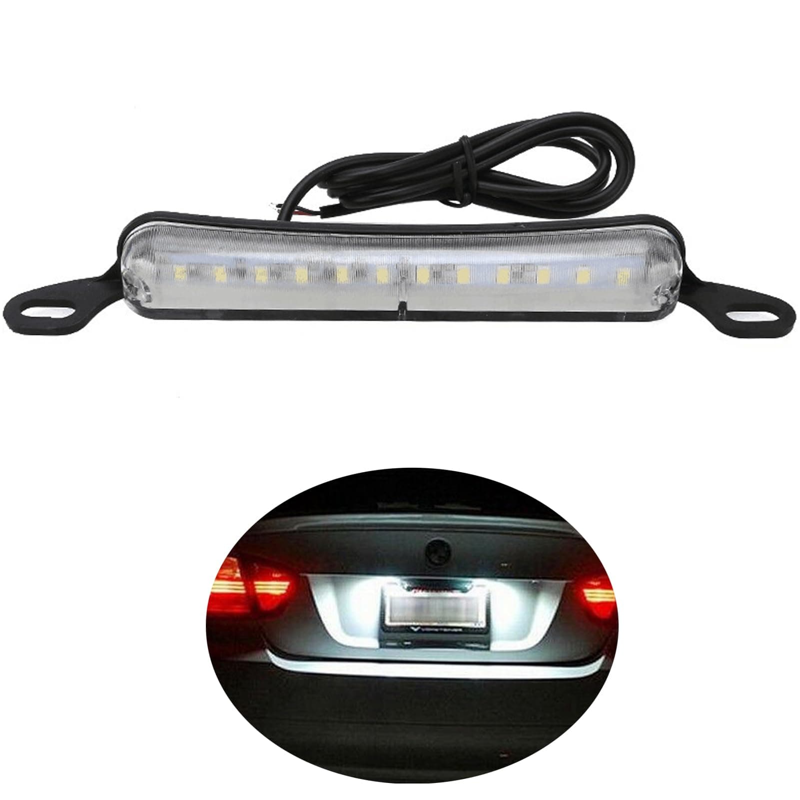 ANKIA Universal 12 LED License Plate Light Running Lamp Reverse Lights Tail Light Assembly for Car Trailer UTV ATV Truck RV Boat (White Light)
