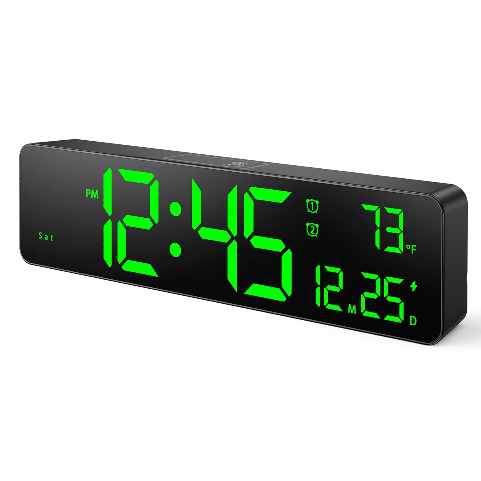 Zgrmbo Digital Clock with Huge Clear Digits to Display Time, Date, Room Temp, Electric Wall Clock for Living Room Decor/Office/Garage/Bedroom, Custom/Auto-Dimming