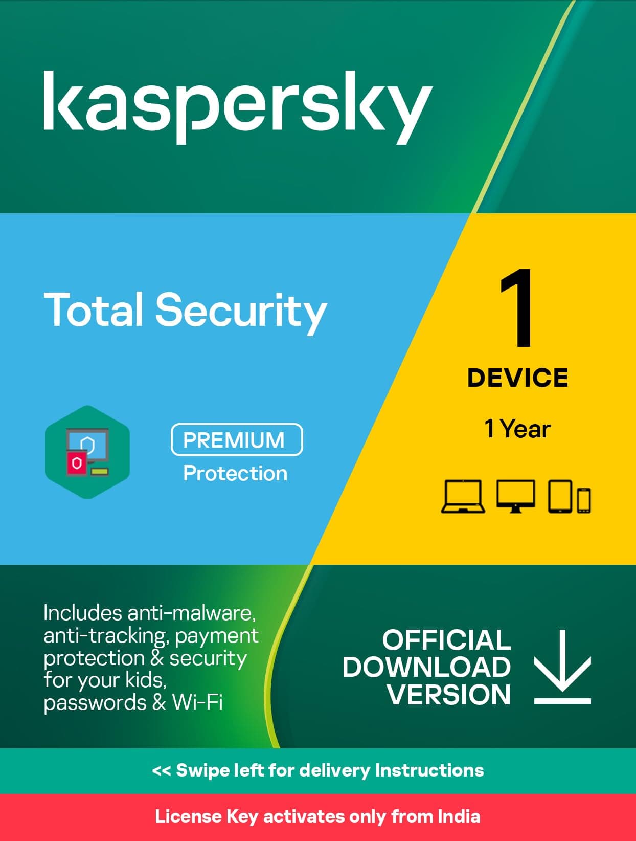 Kaspersky | Total Security | 1 Device | 1 Year | Email Delivery in 1 Hour