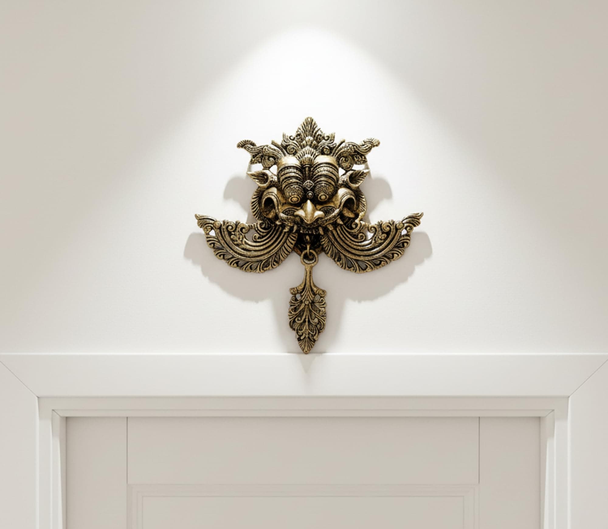 - eSplanade Brass Yali Wall Hanging | Evil Eye Protector | Home Decor | Brass Statue - 10.5" Inches