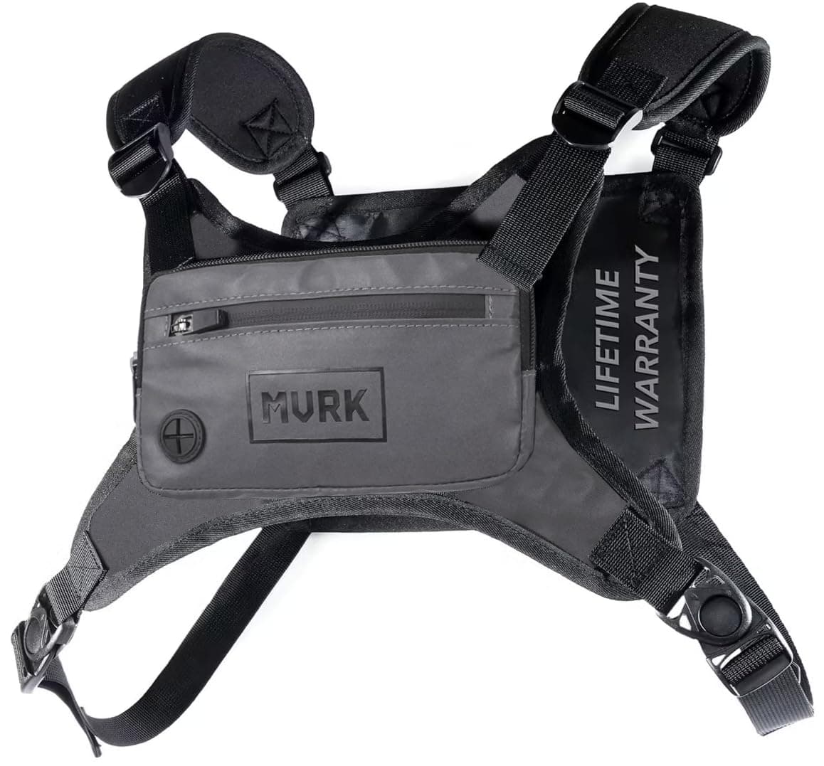 MVRK Water Resistant Chest Pack - Minimalist Running Pack For Workouts, Running Phone Holder With Extra Storage, Lightweight Running Vest, Running Backpack With Reflective Print (Reflective)