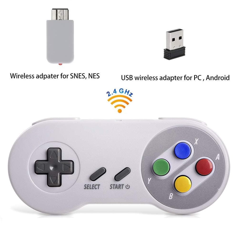 Wireless Controller for Super NES Classic Edition&NES Classic Edition, HonWally 2.4GHz USB Game pad for PC,Raspberry PI (OS,Windows,Linux,Android) Double Wireless Adapter (1 Pack)