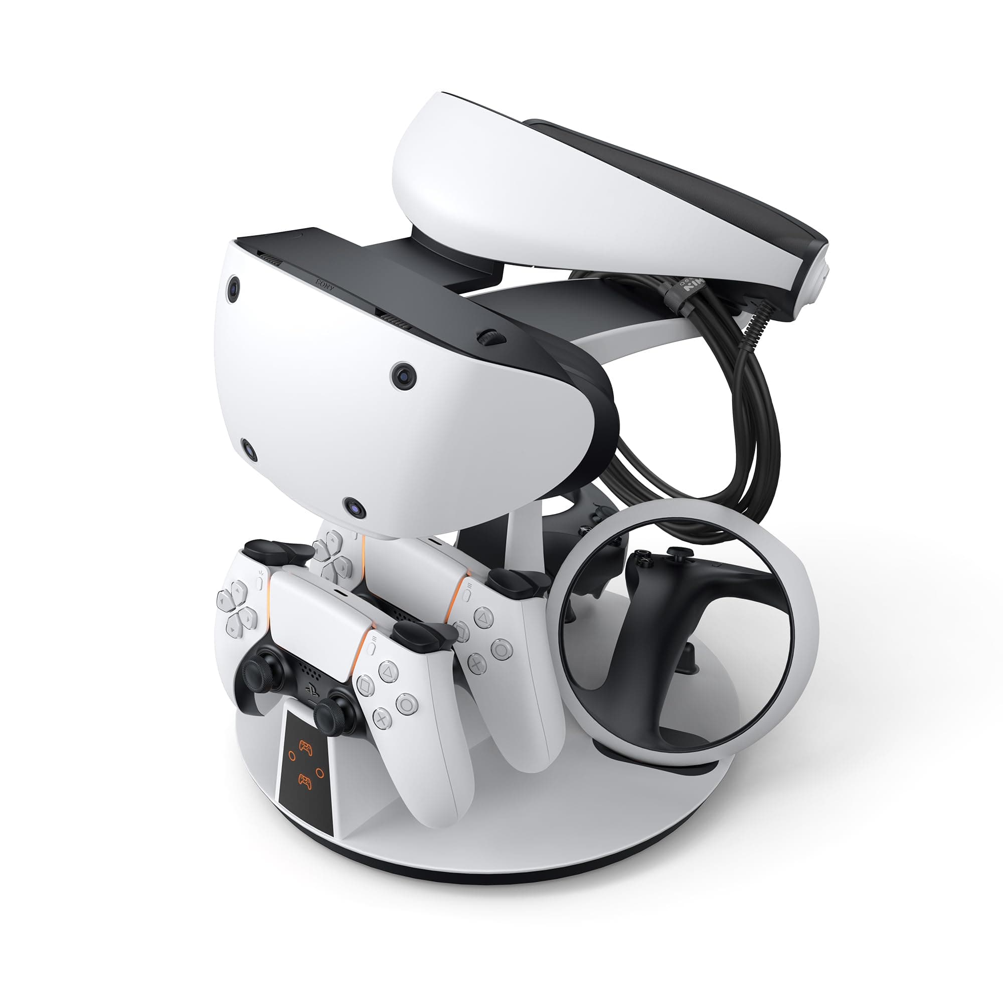 KIWI design D2 3-in-1 Controller Charging Station for PSVR2 and PS5 with VR Display Stand and LED-Charging Indicator