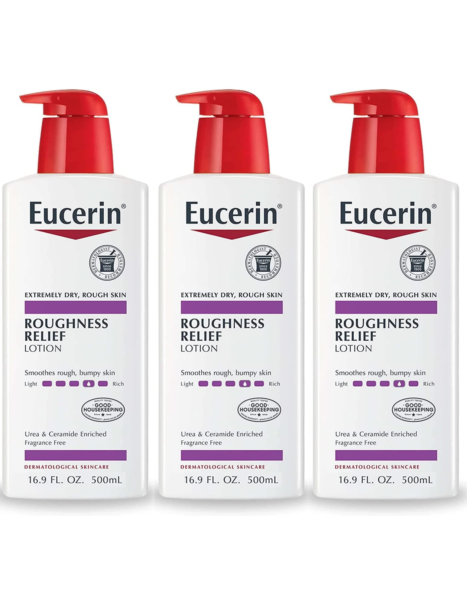 Eucerin Lotion Roughness Relief 16.9 Ounce (500ml) (3 Pack)