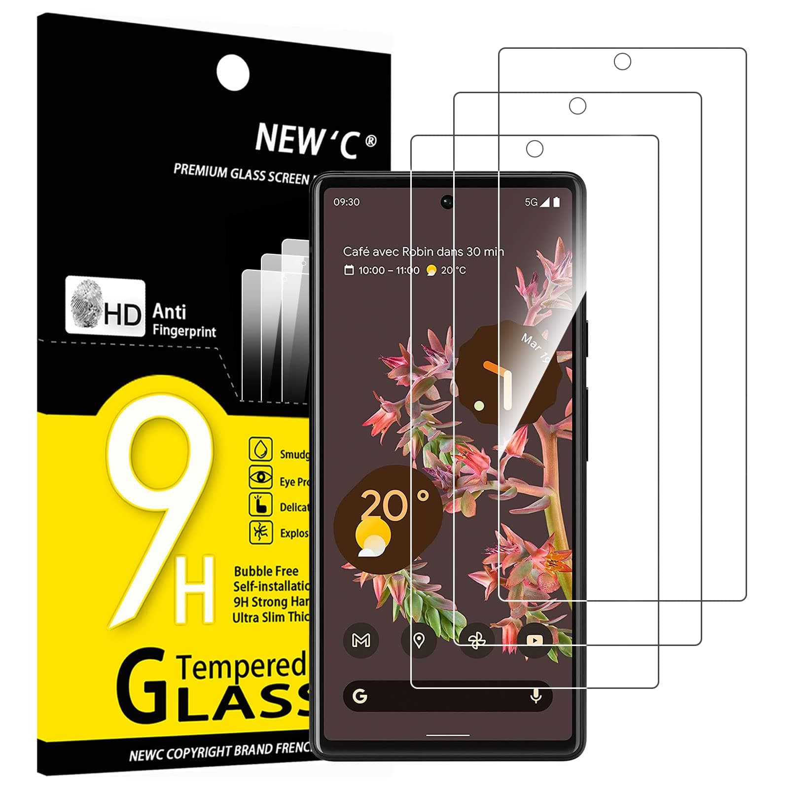 3 Pack Designed for Google Pixel 6 Screen Protector Tempered Glass, Case Friendly Ultra Resistant