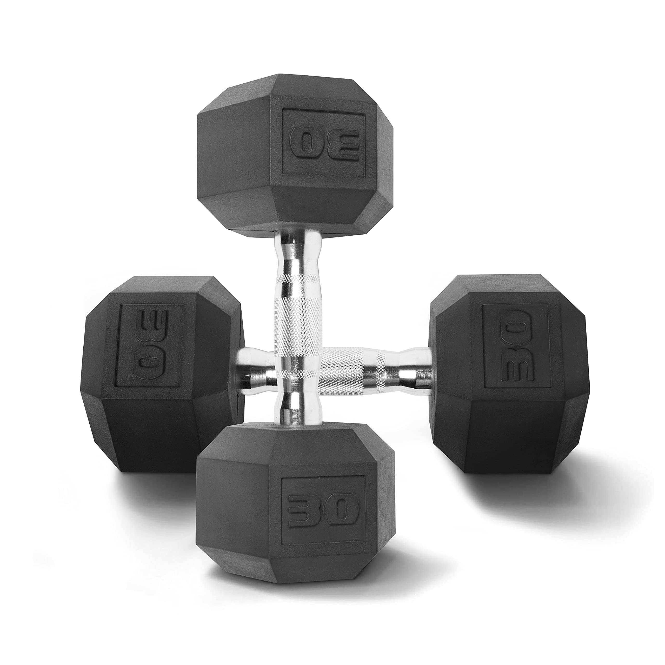 WF Athletic Supply Rubber Coated Solid Steel Cast-Iron Pair Dumbbells, Rubber Hex Dumbbells, Hex Weights Dumbbells for Muscle Toning, Full Body Workout, Home Gym Dumbbells, Pair