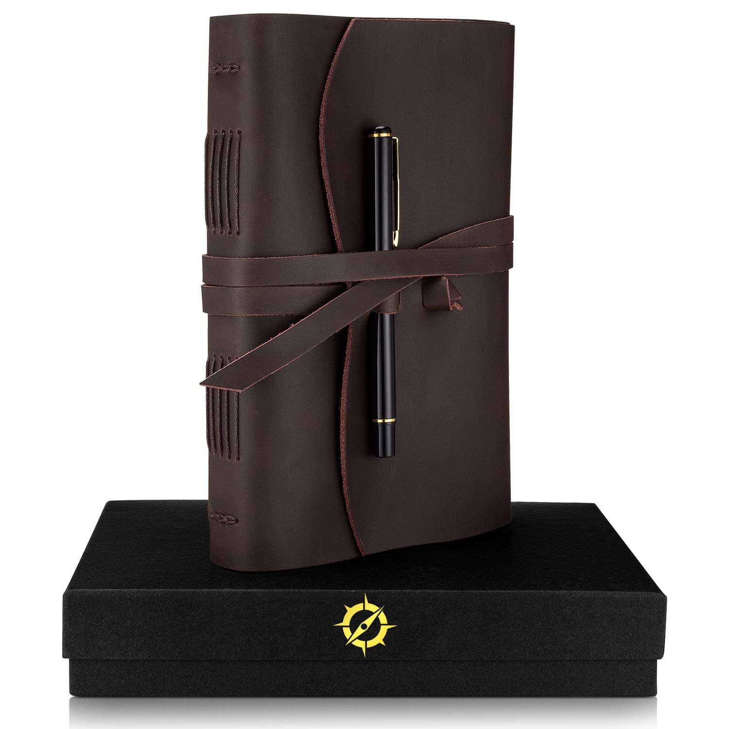 Leather Journal Lined Paper A5 Leather Bound Journal Gift Set Large 8.75 x 6-inch Vintage Writing Notebook for Men & Women Unique Travel Diary Luxury Writers Pen