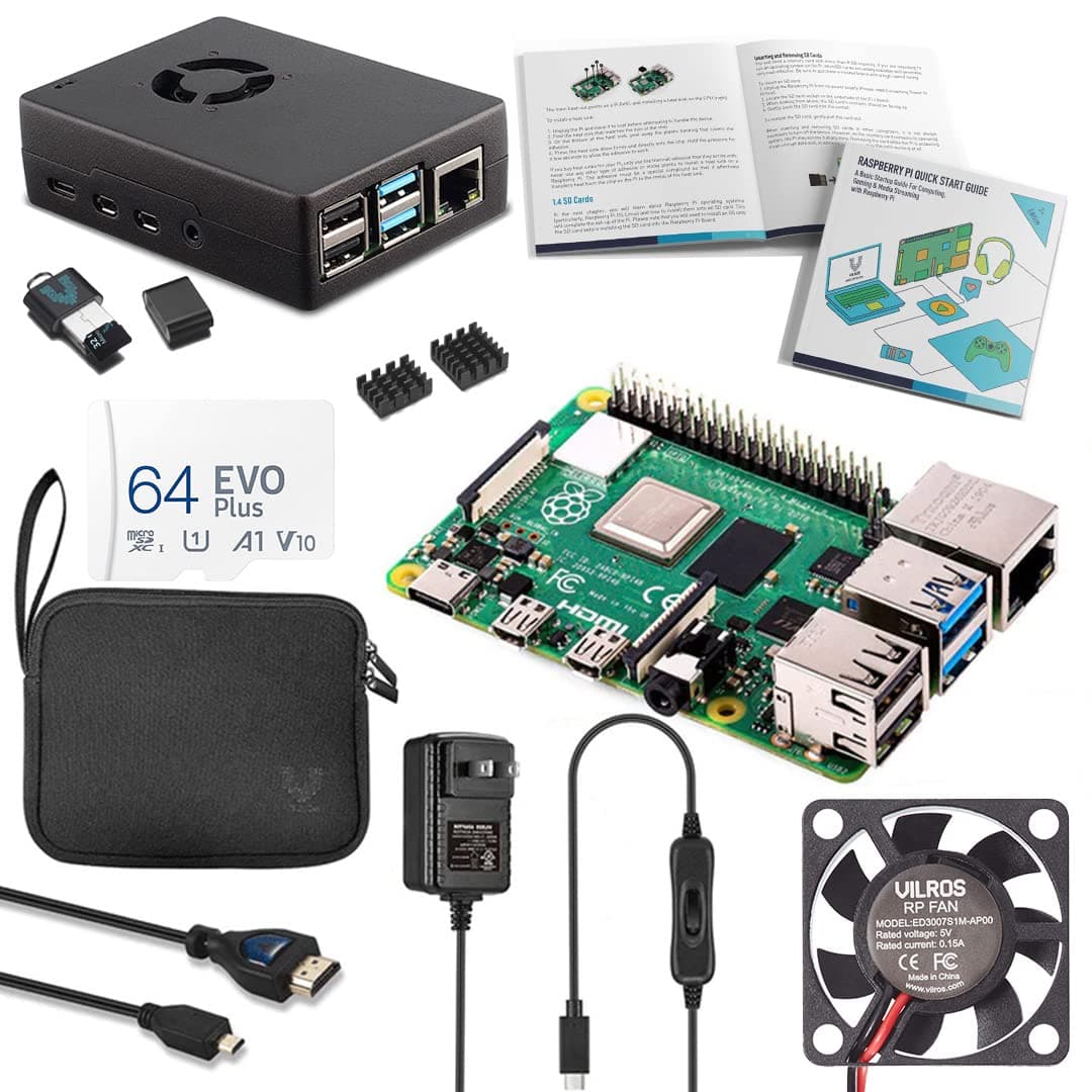 Vilros Raspberry Pi 4 4GB Complete Starter Kit with Fan-Cooled Heavy-Duty Aluminum Alloy Case (Black Case)