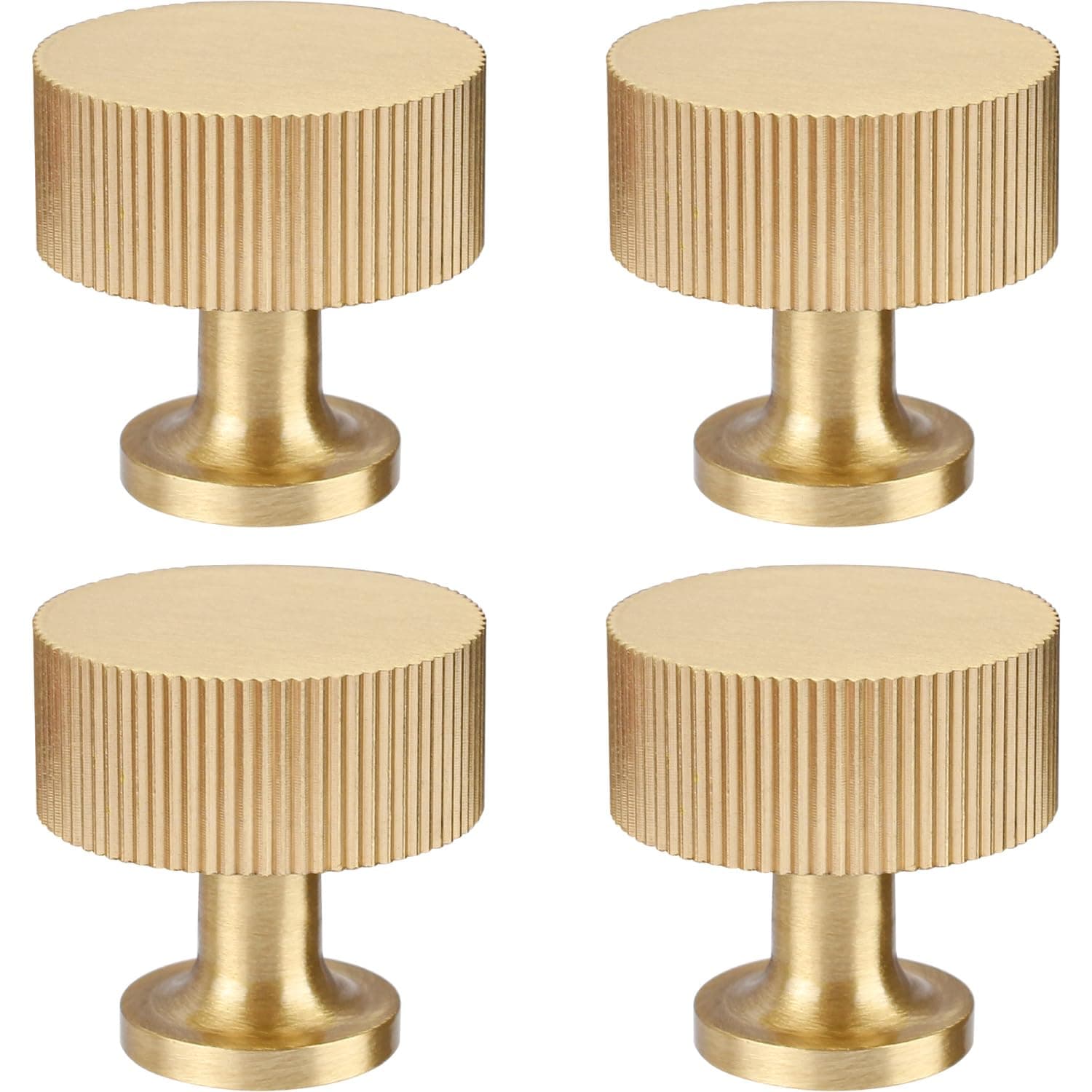 RZDEAL 4pcs Solid Brass Cabinet Knobs Pulls Cabinet Drawer Dresser Gold Knobs Modern Handles(1"x1"/25mmx25mm),Brushed Brass Finish
