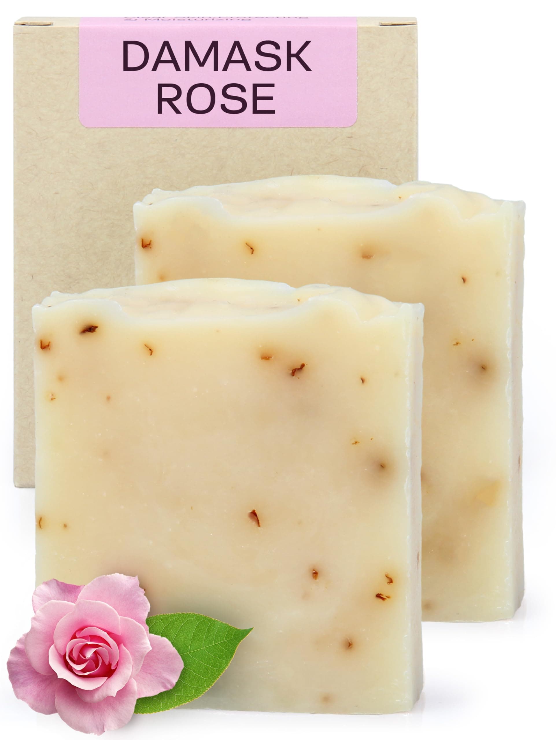 AUTHENTIC BATH & SOAP Cold Processed Rose Soap Moisturizing, Anti-aging, radiant skin, Natural, Men & Women, no Sulfates or Parabens, Vegan, All Skin Types. (Pack of 2) 120 g Each