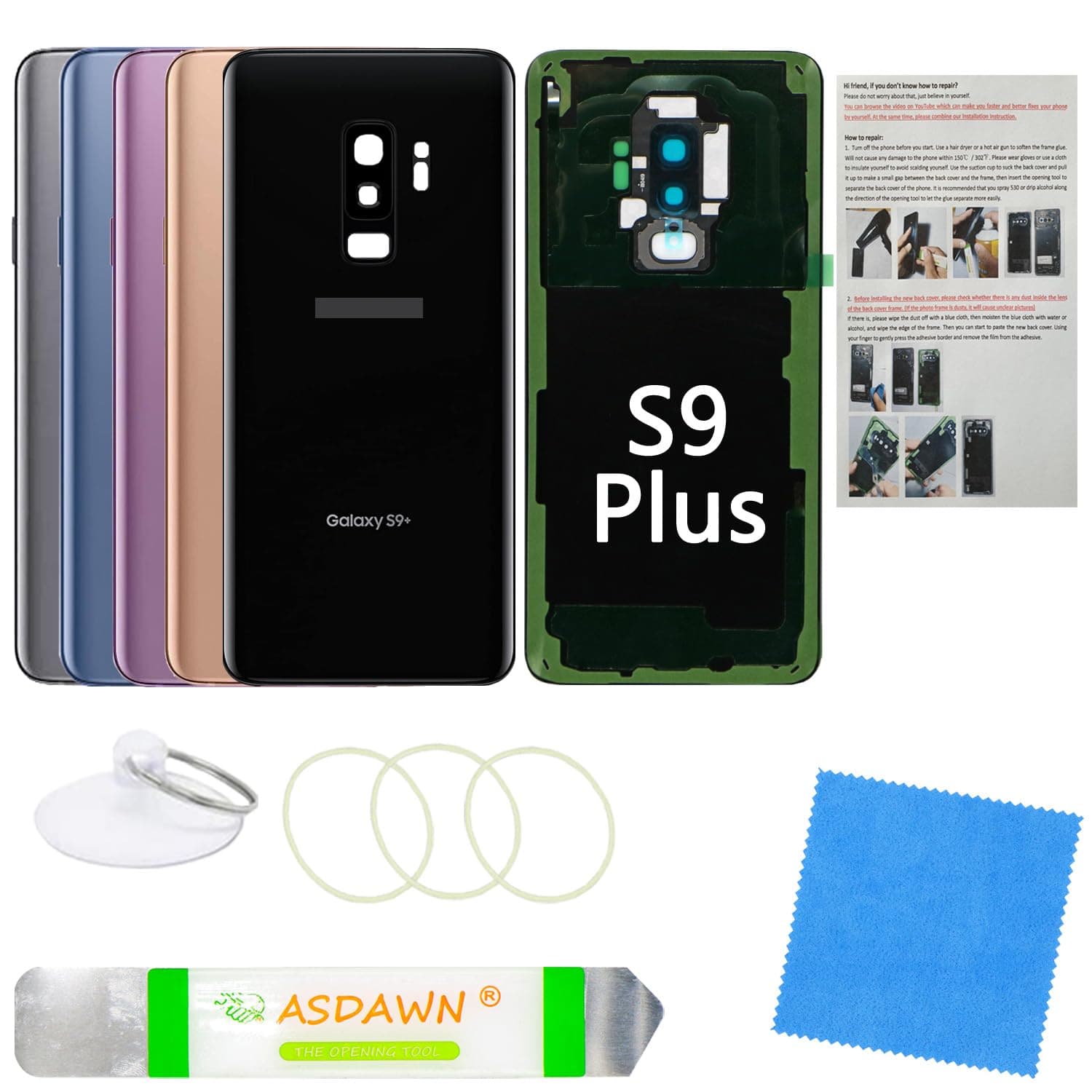 for Samsung Galaxy S9 Plus Back Cover Glass Replacement