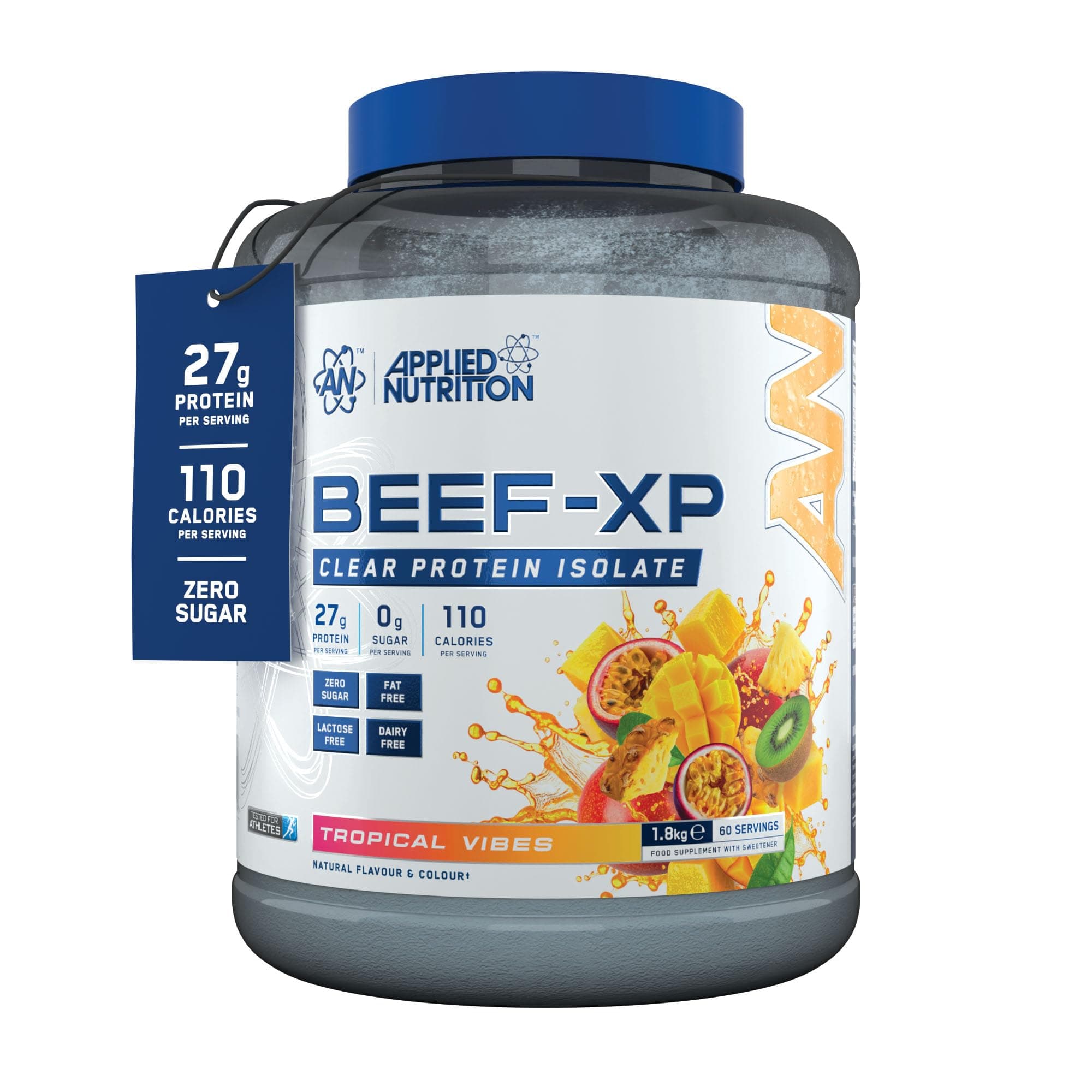 Applied Nutrition Clear Hydrolysed Beef Protein Isolate Powder, Fruit Juice Style, Dairy Free, Lactose Free, Zero Sugar, Low Fat, 1.8kg - 60 Servings (Tropical Vibes)