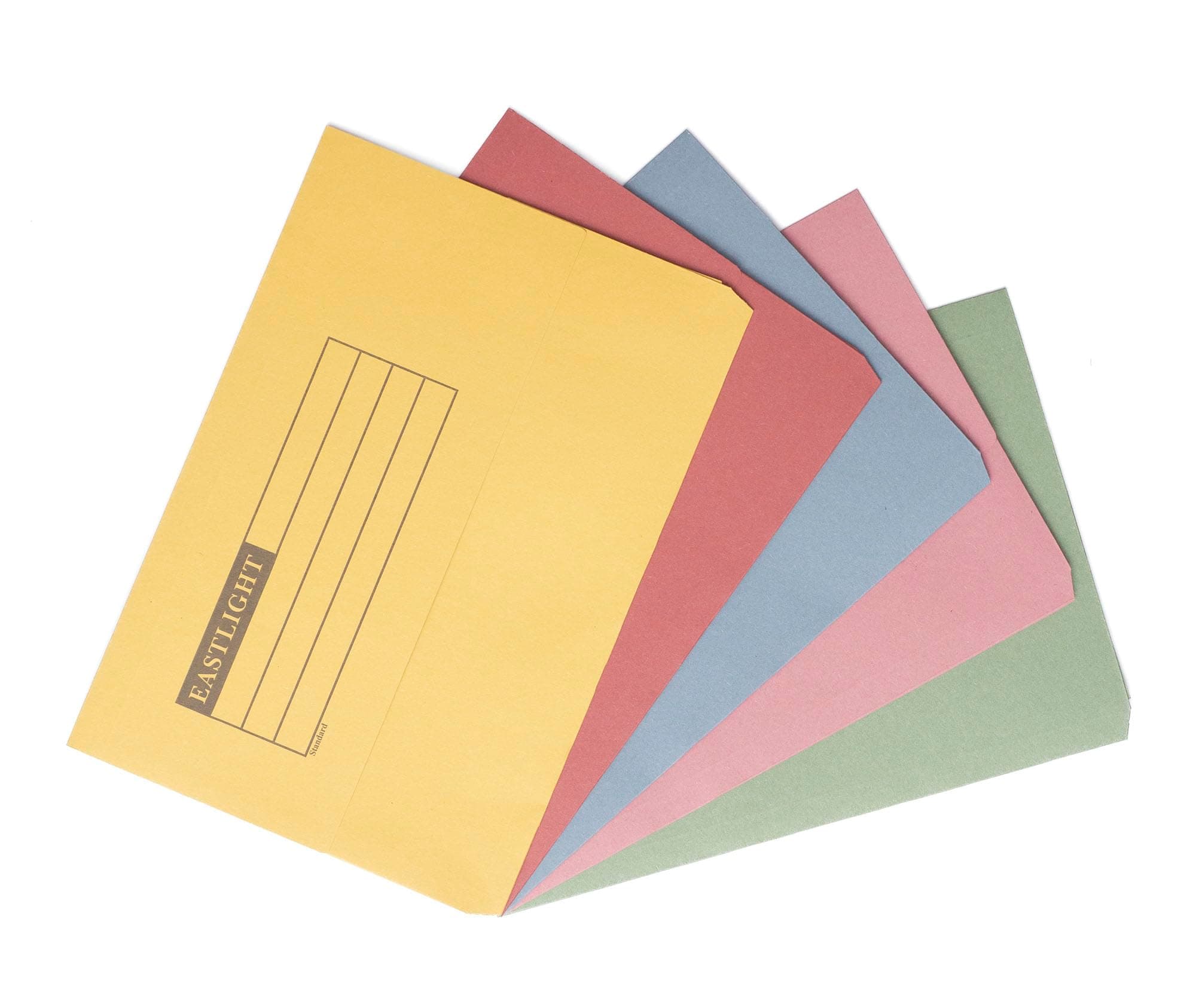 Eastlight Document Wallet Foolscap (Pack 50) Assorted Colours 100% Recycled Paper Manilla
