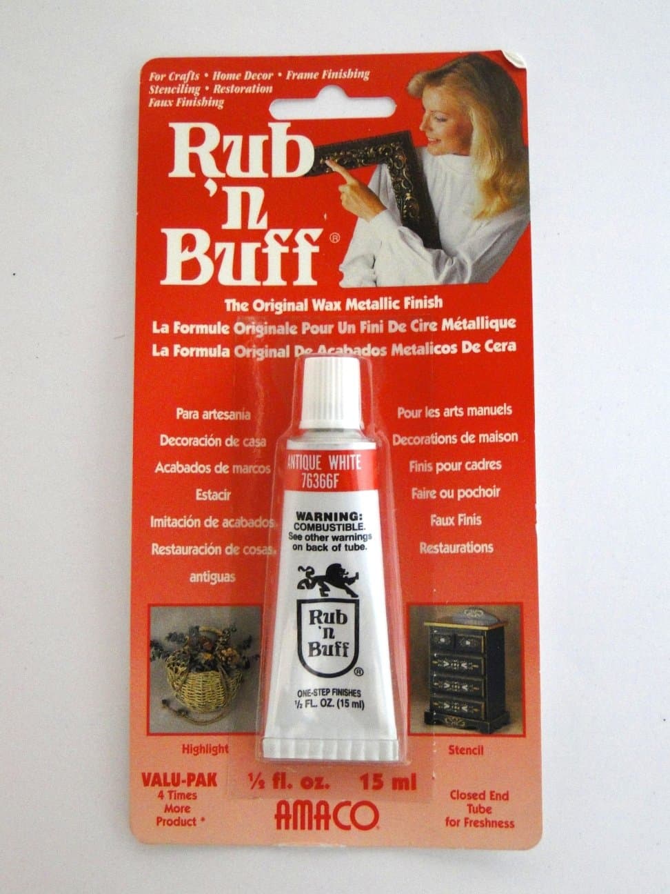 Antique White Rub N Buff Original Metallic Gilding Wax Based Antiquing Decorating Crafts 15ml (Pack of 1)
