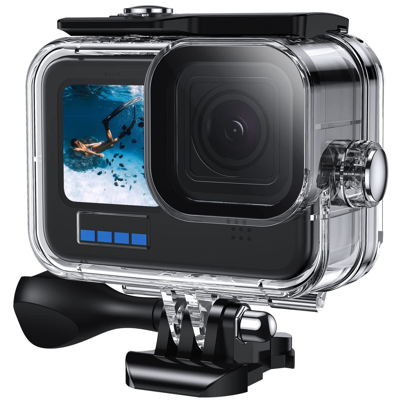 Waterproof Case 60M/196FT Underwater Protective Dive Housing Shell with Bracket Mount Accessories for Go Pro 11/10/9 Action Camera