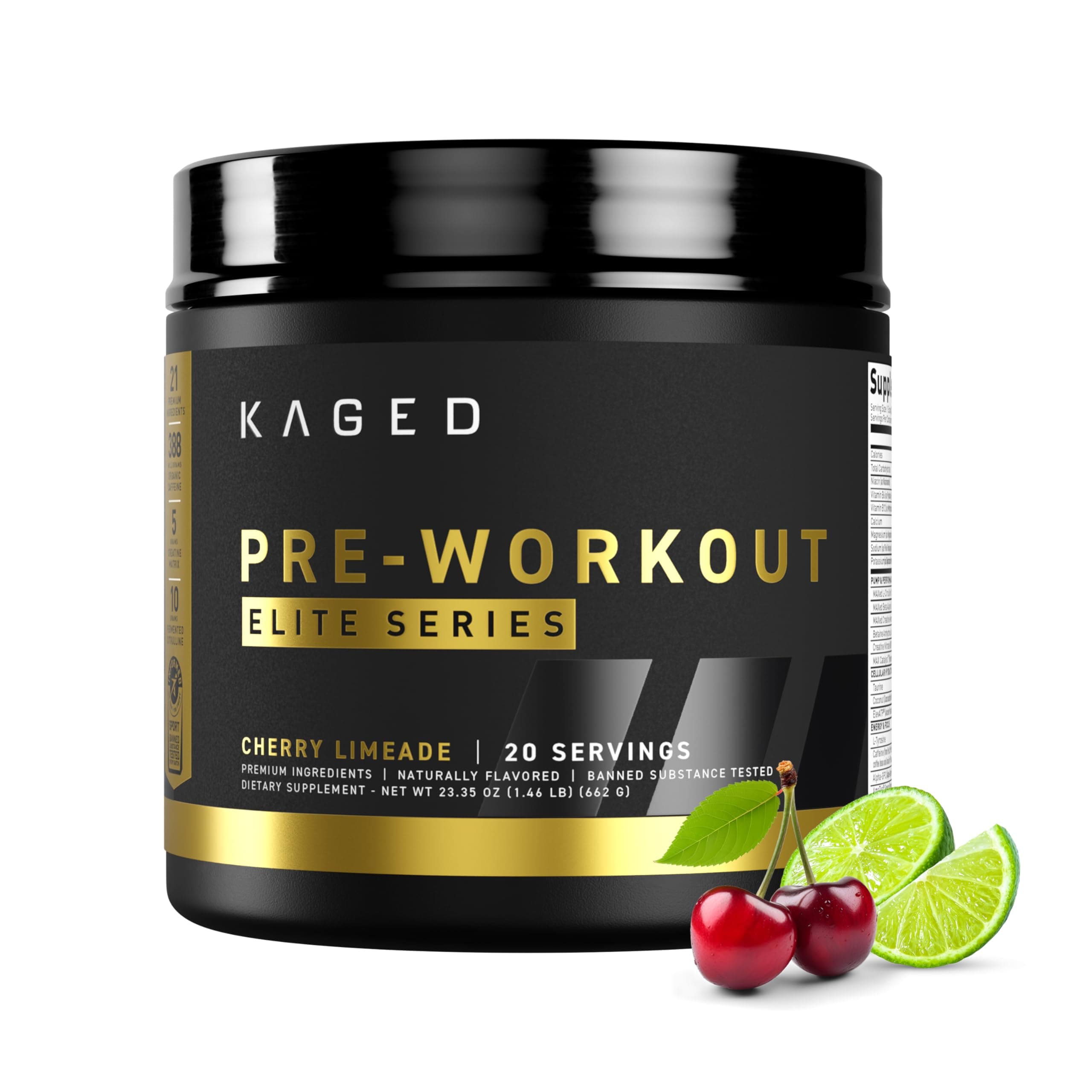 Pre Workout Elite Powder | Cherry Limeade | Pre-Workout with Creatine, Beta Alanine, L-Citrulline, Pure Caffeine | 20 Servings