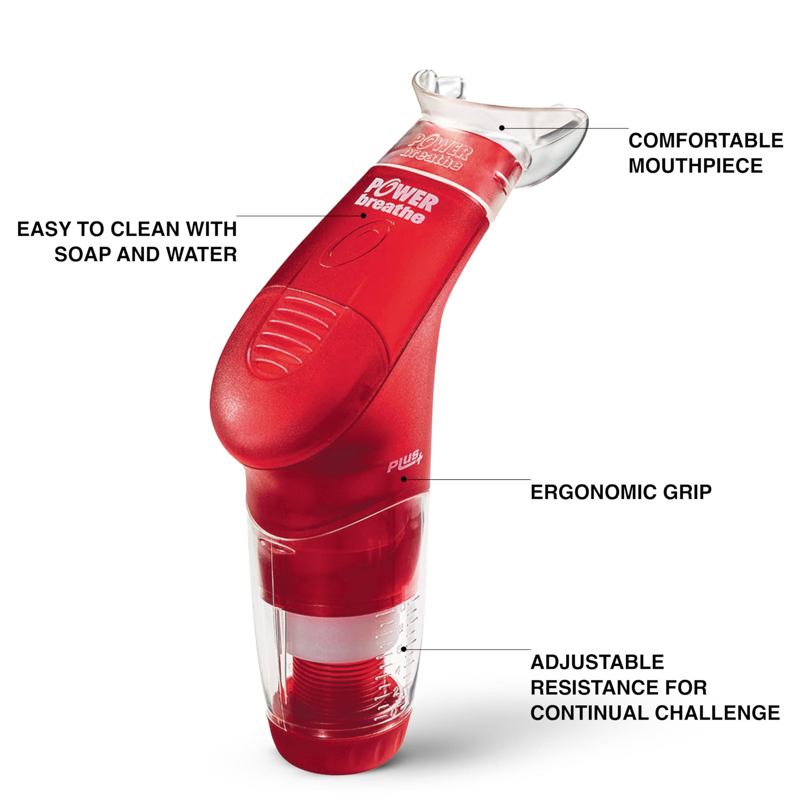 POWERBREATHE Plus Breathing Training Device, Red - Heavy Resistance