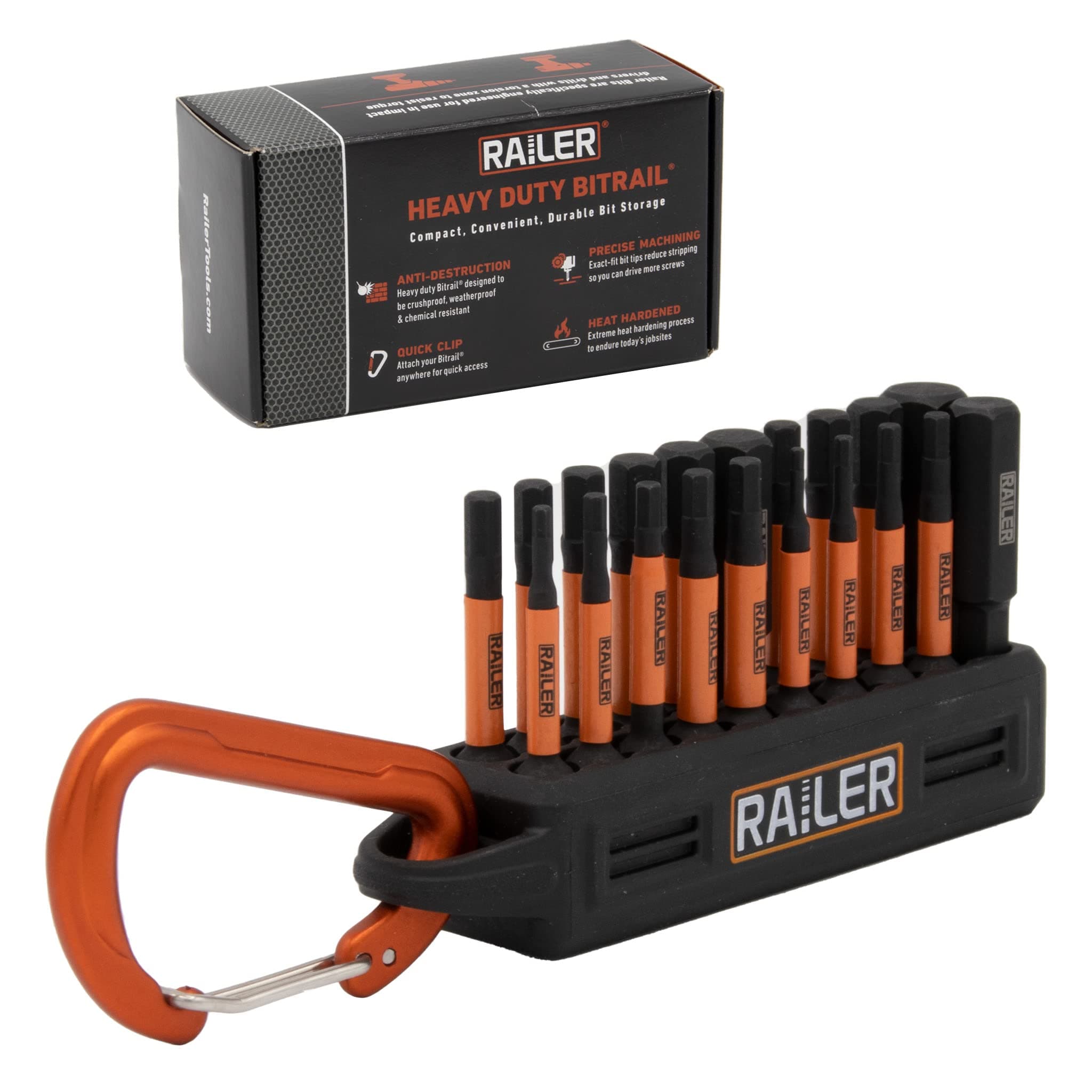 Railer 20pc Hex Bit Set 2 Inch Impact Driver with Bit Holder & Carabiner, Premium S2 Steel, Ideal for Furniture Screws