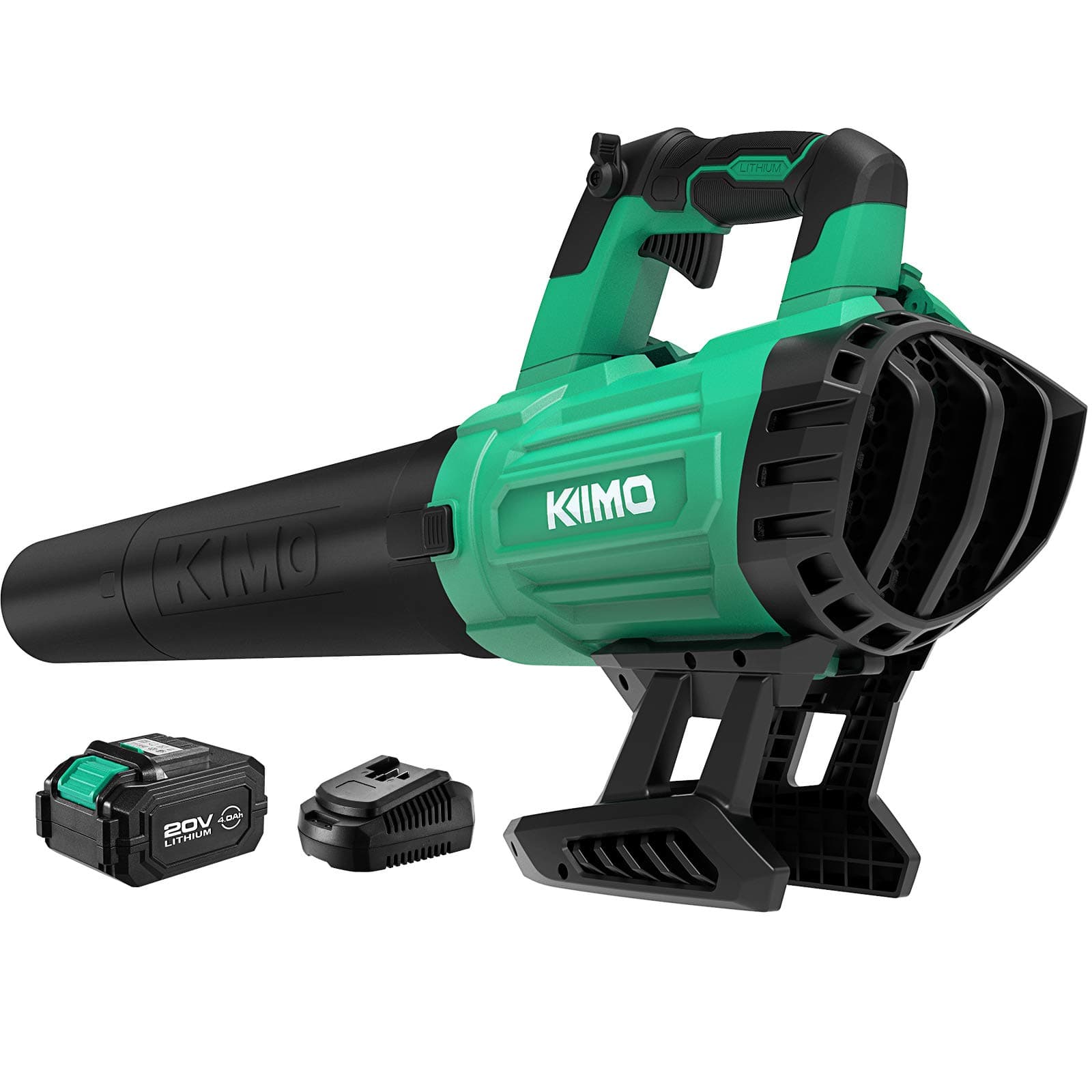 KIMO Cordless Leaf Blower - 400CFM Battery-Powered Blower for Blowing Wet Leaves, Snow Debris and Dust, 20V Electric Leaf Blower with Battery & Charger for Lawn Care Garden Yard Work Around The House