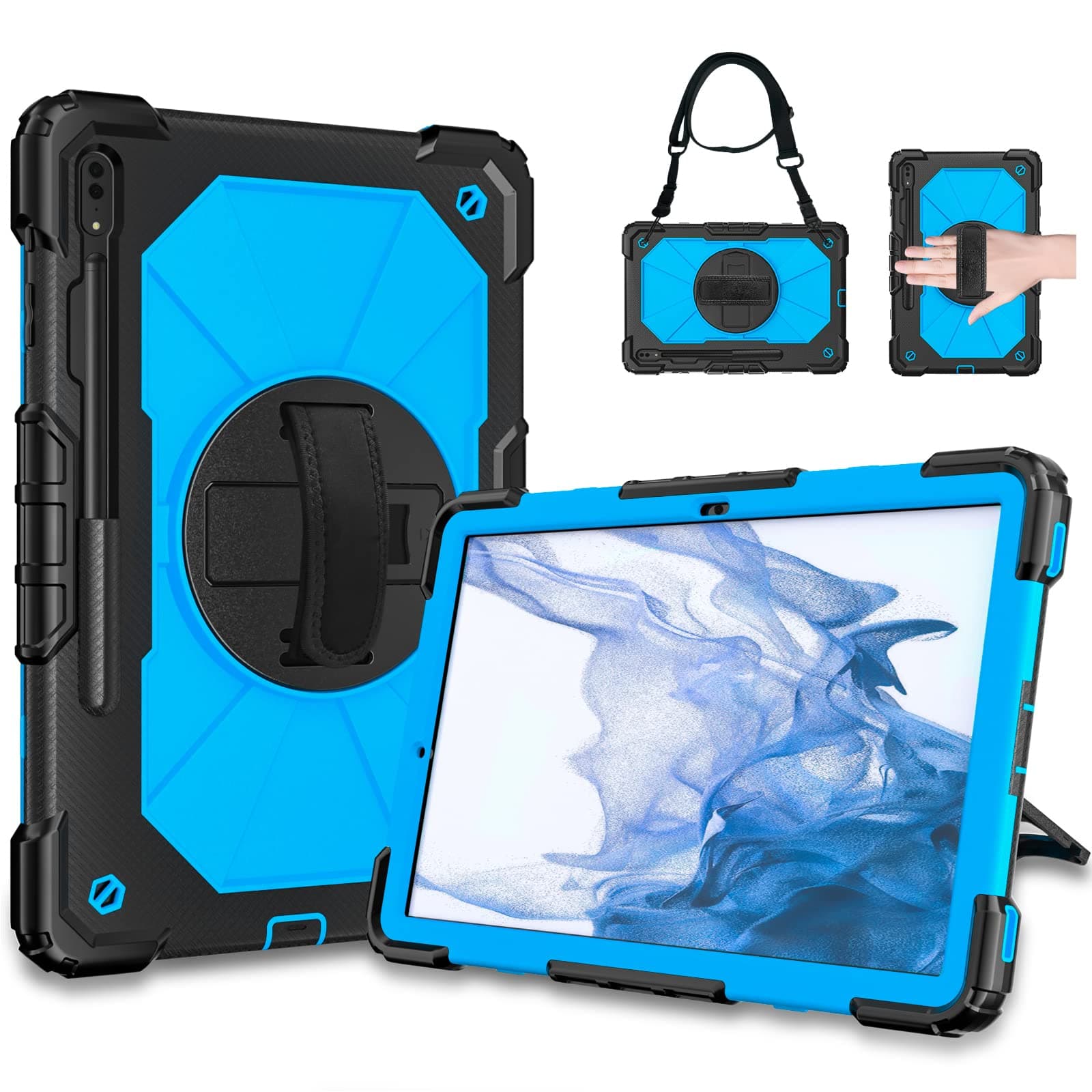 DteckCase for Samsung Tab S8 Plus Case SM-X808u, C2_ Black+Blue