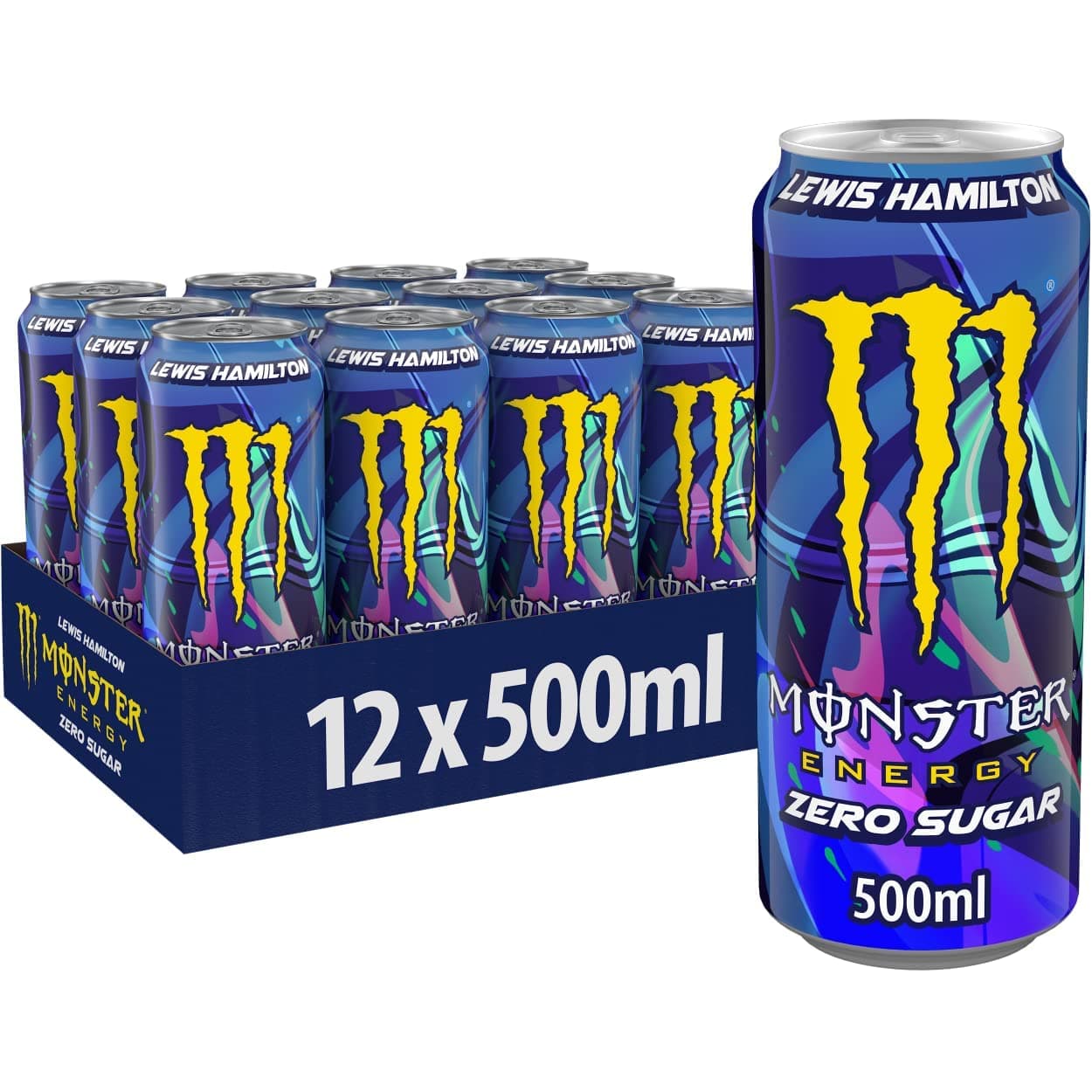 Energy Lewis Hamilton Zero - Caffeinated Energy Drink With A Refreshing Peach-Nectarine Taste - Without Sugar And Without Calories - In Practical Disposable Cans 500Ml (Pack Of 12)