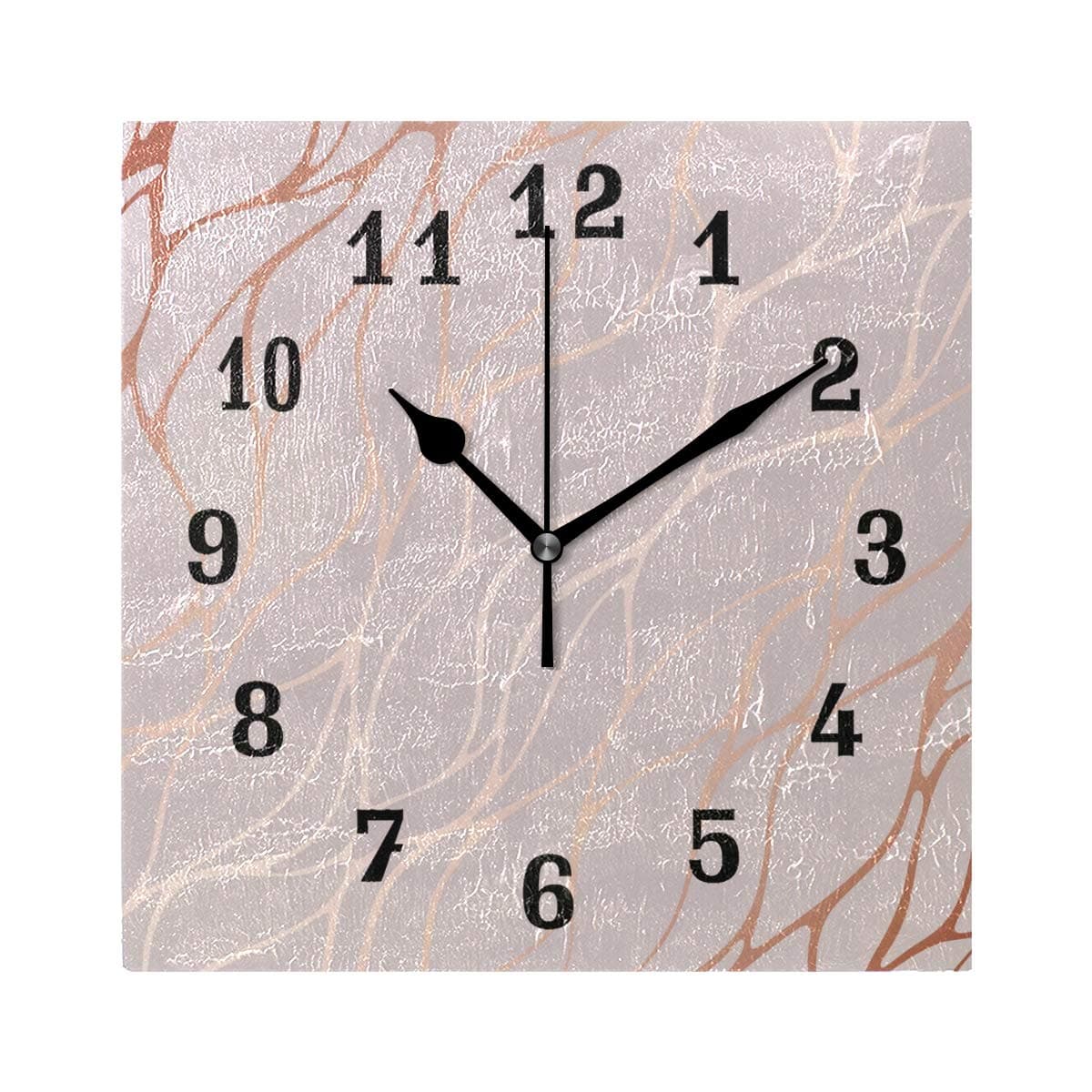 DOSHINE Wall Clock, Rose Gold Marble Pattern Silent Non Ticking Clock Bedroom Living Room Kitchen Home Decor
