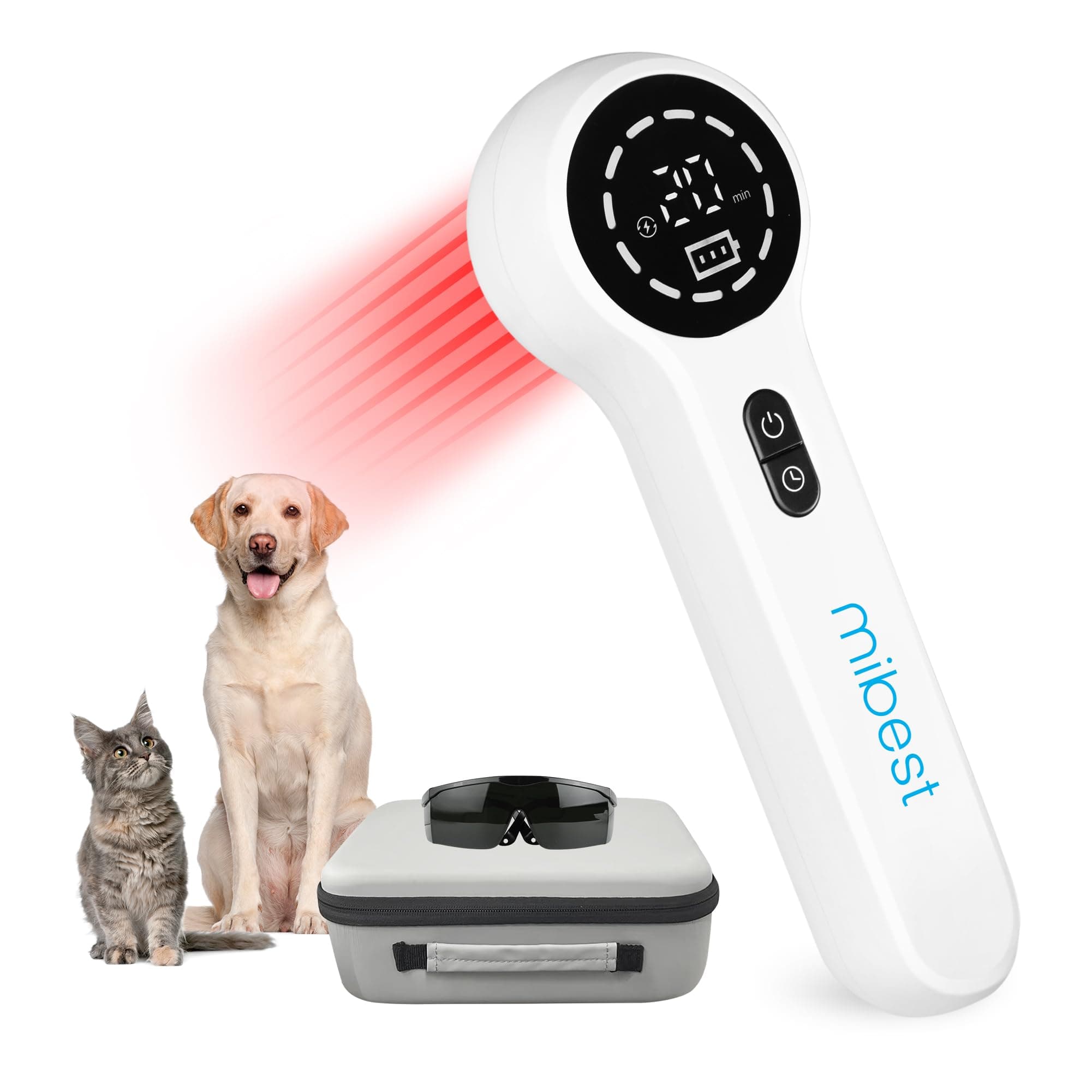 Mibest Cold Laser Therapy Device for Vet - Red Light Therapy for Dogs and Cats - Infrared Light Therapy Targets Joint and Muscles - Pain Relief, Arthritis, Spinal, Wound Healing (White)