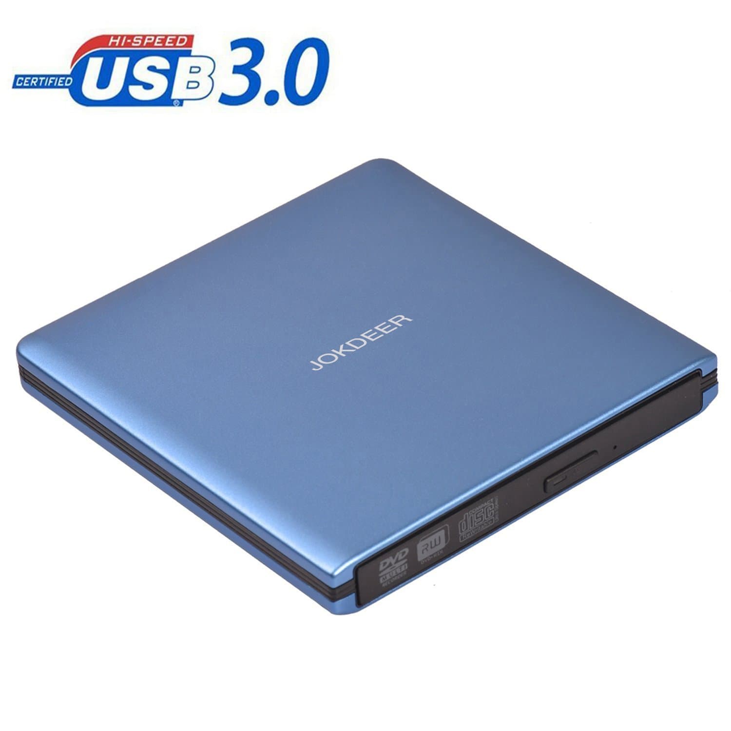 External DVD Drive,USB 3.0 CD/DVD RW Rewriter Burner All-aluminum Ultra Slim Portable DVD Burner for Laptop and Desktop PC Windows and Linux OS Apple Mac Macbook Pro(Sky blue)