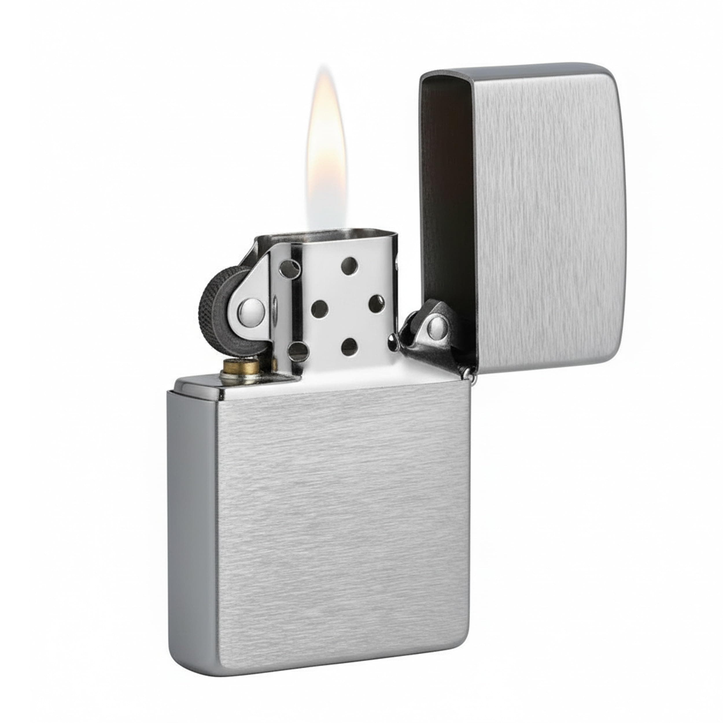Silver Chrome Brushed Windproof Lighter (BIS Certified)