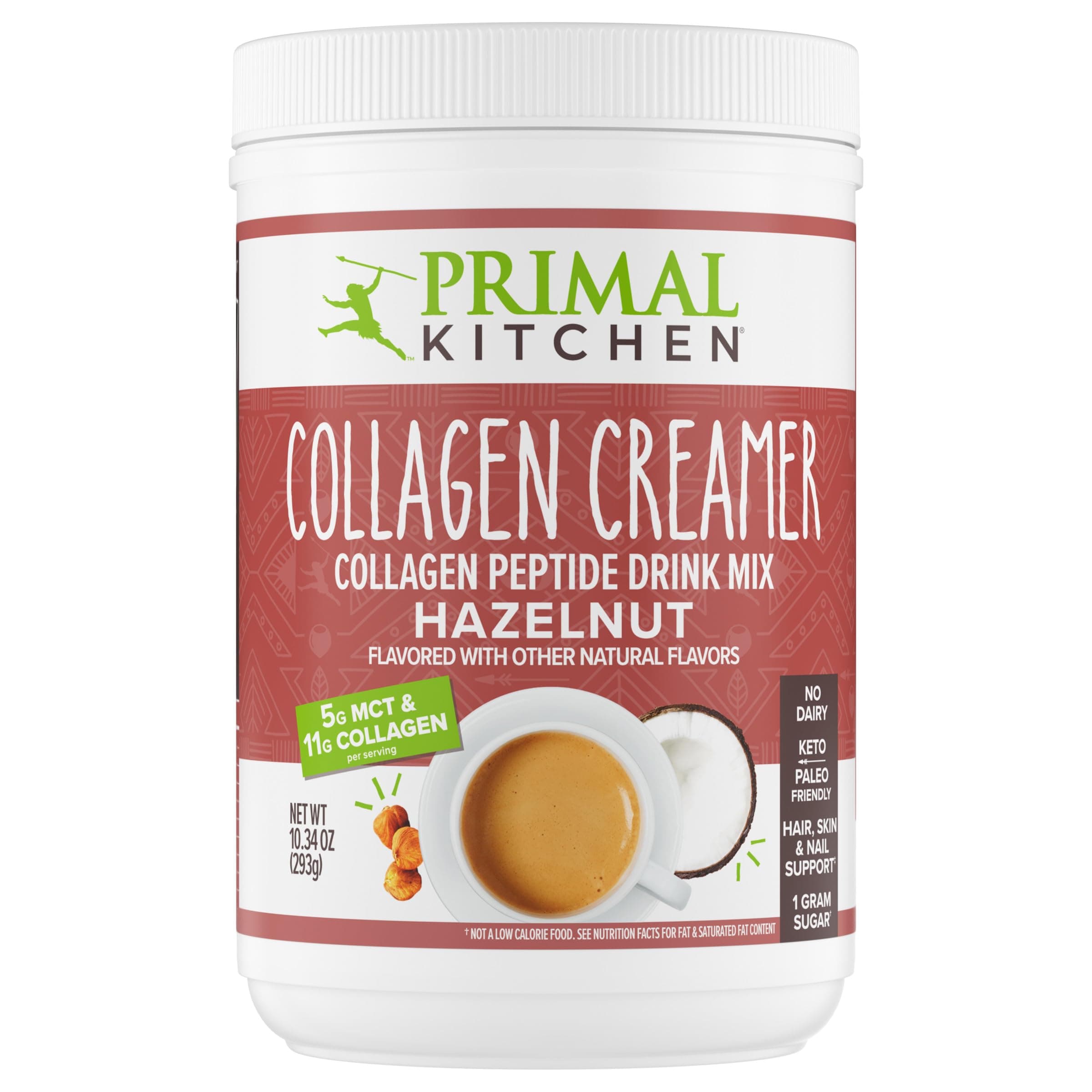 Primal Kitchen Hazelnut Collagen Creamer Powder, Collagen Peptide Drink Mix with MCT Oil,10.34 Ounces