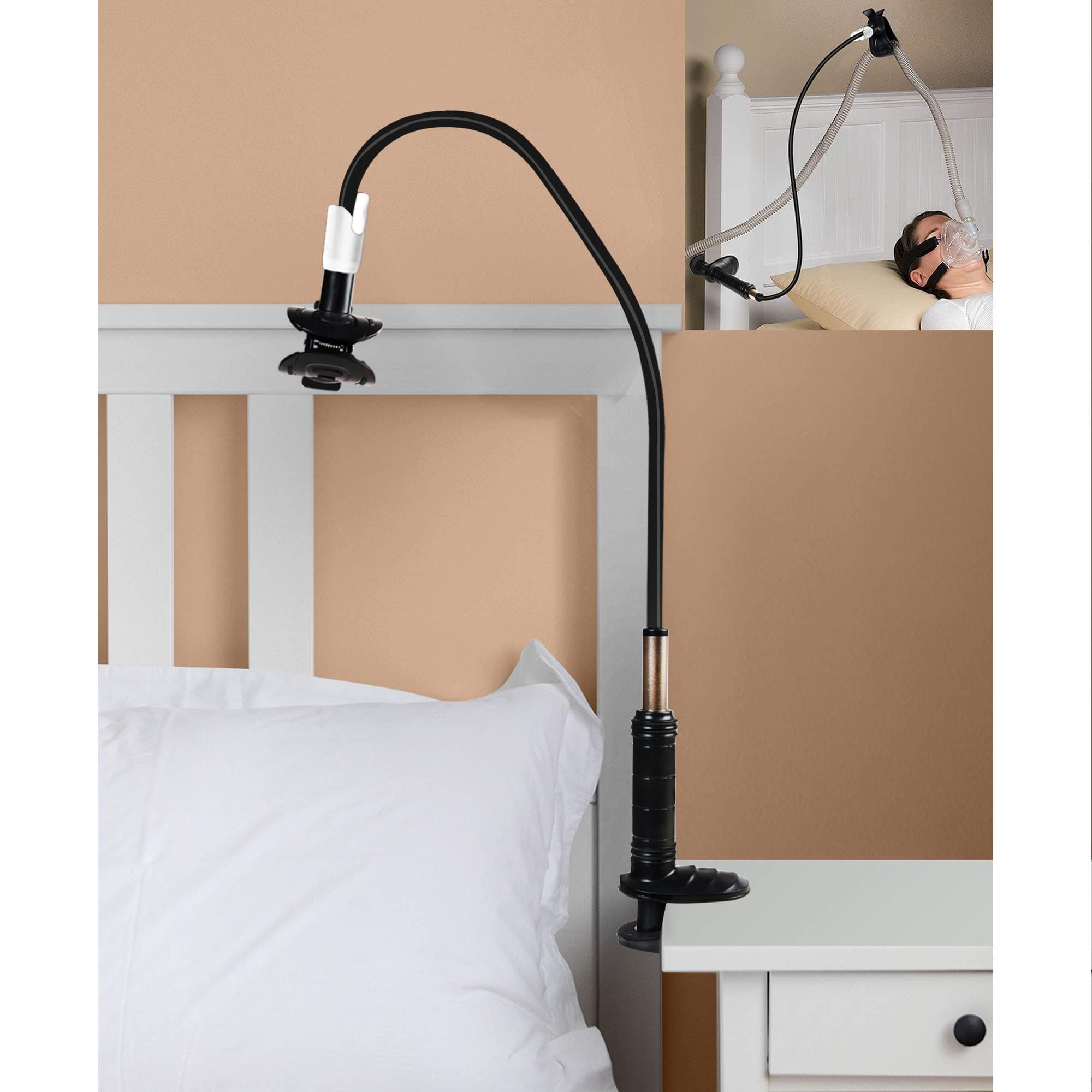REAQER CPAP Hose Holder Hanger for for Bed Avoid Tangling and Prevent Blockage Headboard Tube Support Up and Away from Your Face and Arms to Make You Sleep Better