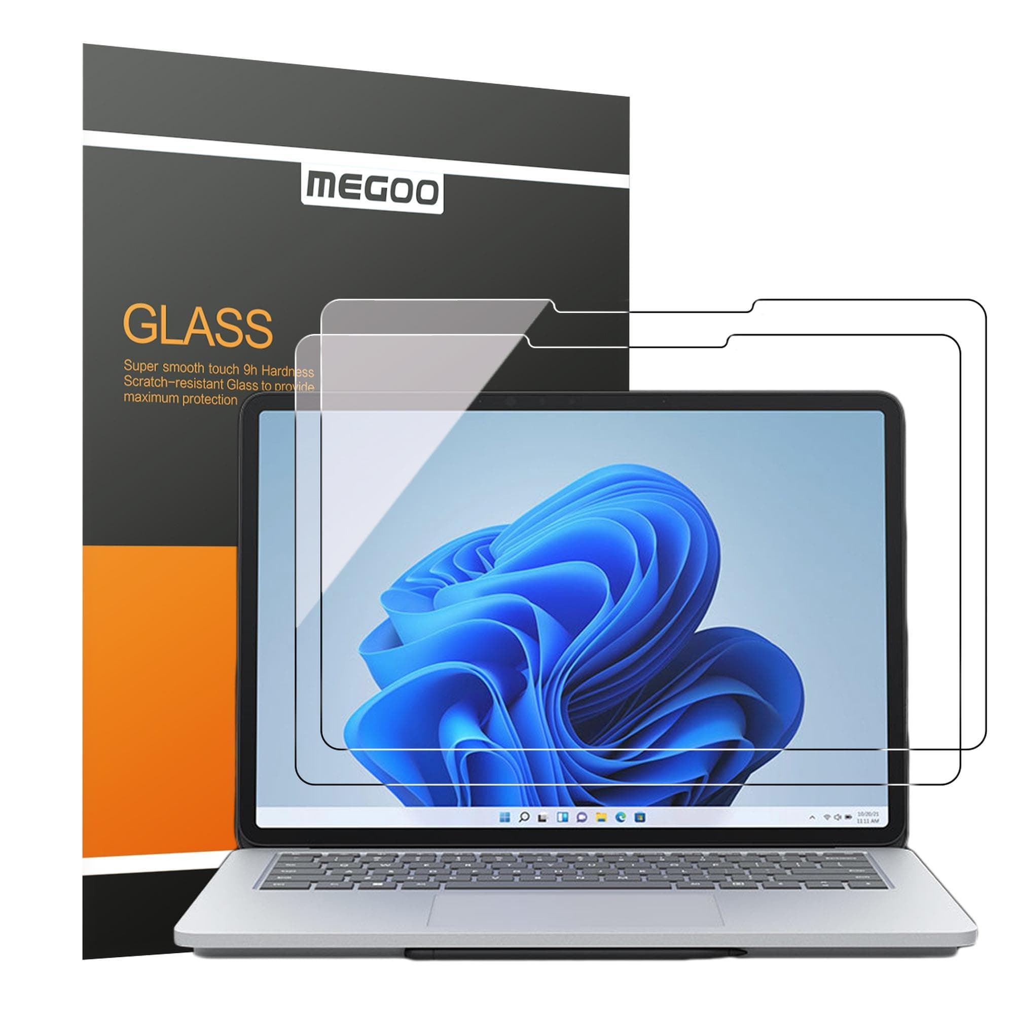 Megoo Glass Screen Protector for Surface Laptop Studio 2/ Surface Laptop Studio 14.4'', Easy Installation/HD Transparent/Scratch Resistant/Case and Surface Pen Friendly 9H Tempered Glass, 2 Pack