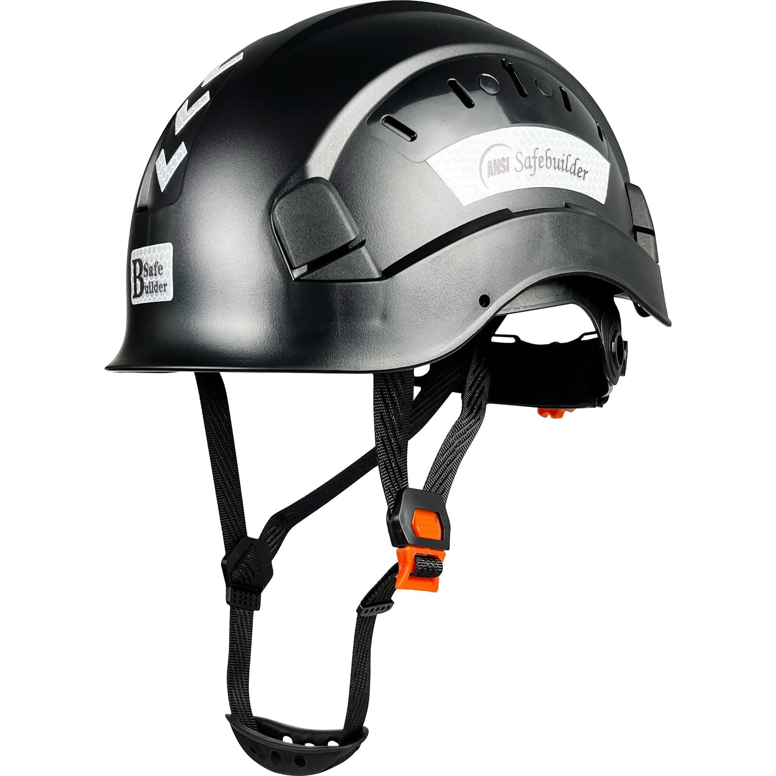 Safety Hard Hat for Engineer Vented ABS Construction Hardhats Lightweight Safety Helmet for Men & Women Industrial Adjustable Ratchet 6-Point Suspension ANSI Z89.1 (Black Hard Hats)