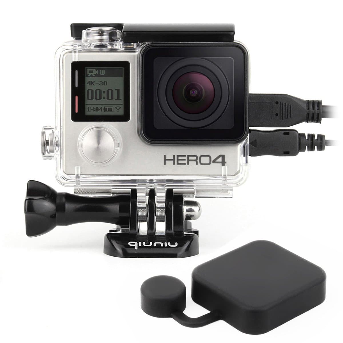 Side Open Protective Skeleton Housing Case with LCD Touch Backdoor for GoPro Hero 4, GoPro Hero 3, and GoPro Hero 3+ - Transparent Clear