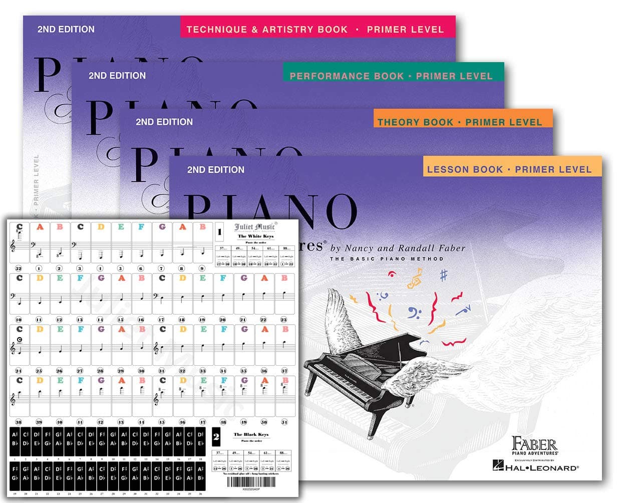 Primer Level 2nd Edition Bundle Set By Nancy - Lesson, Theory, Performance, Technique & Artistry Books & Juliet Music Keys 88/61/54/49 Full Set Removable Sticker