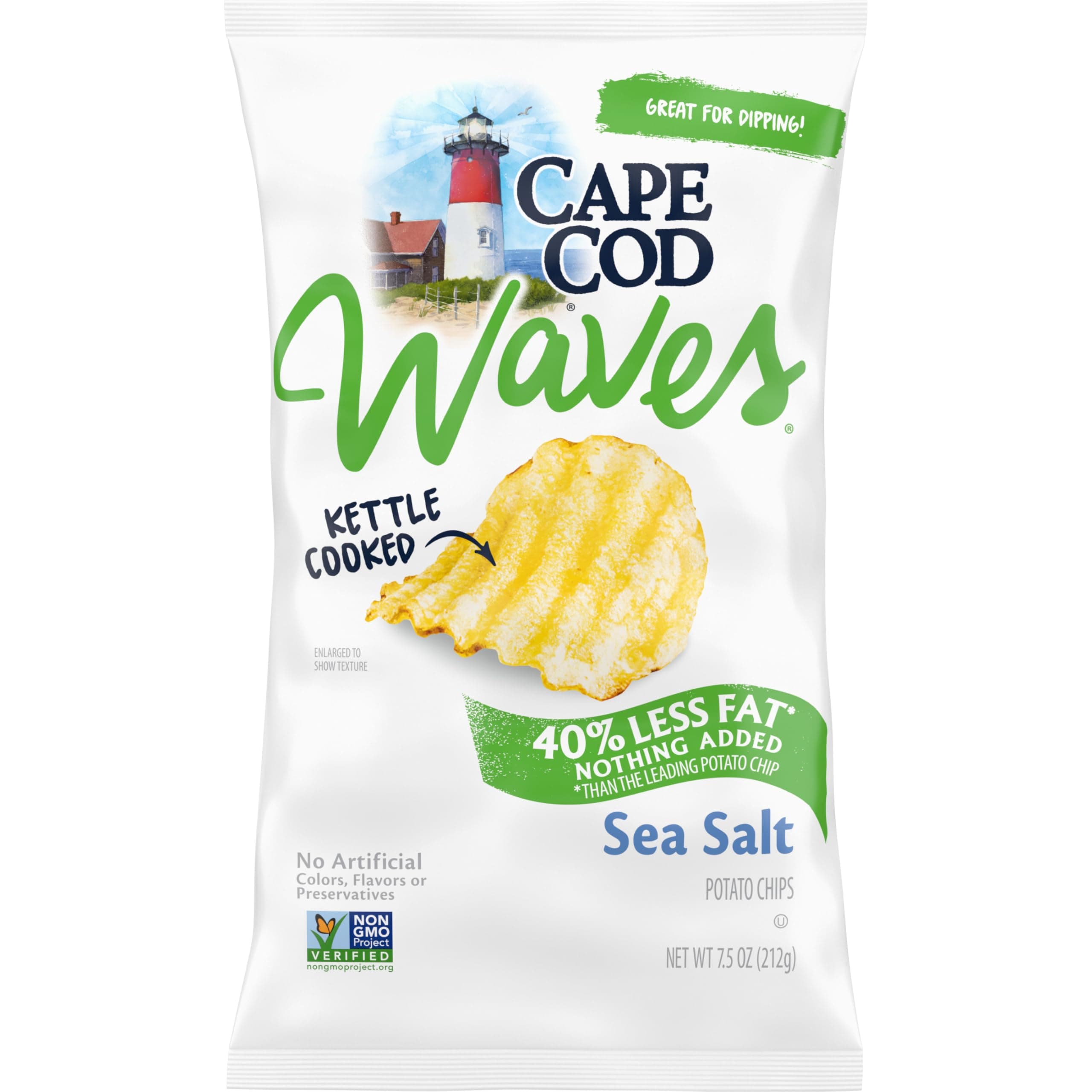 Cape Cod Less Fat Sea Salt Chips, 7.5 Oz Bag