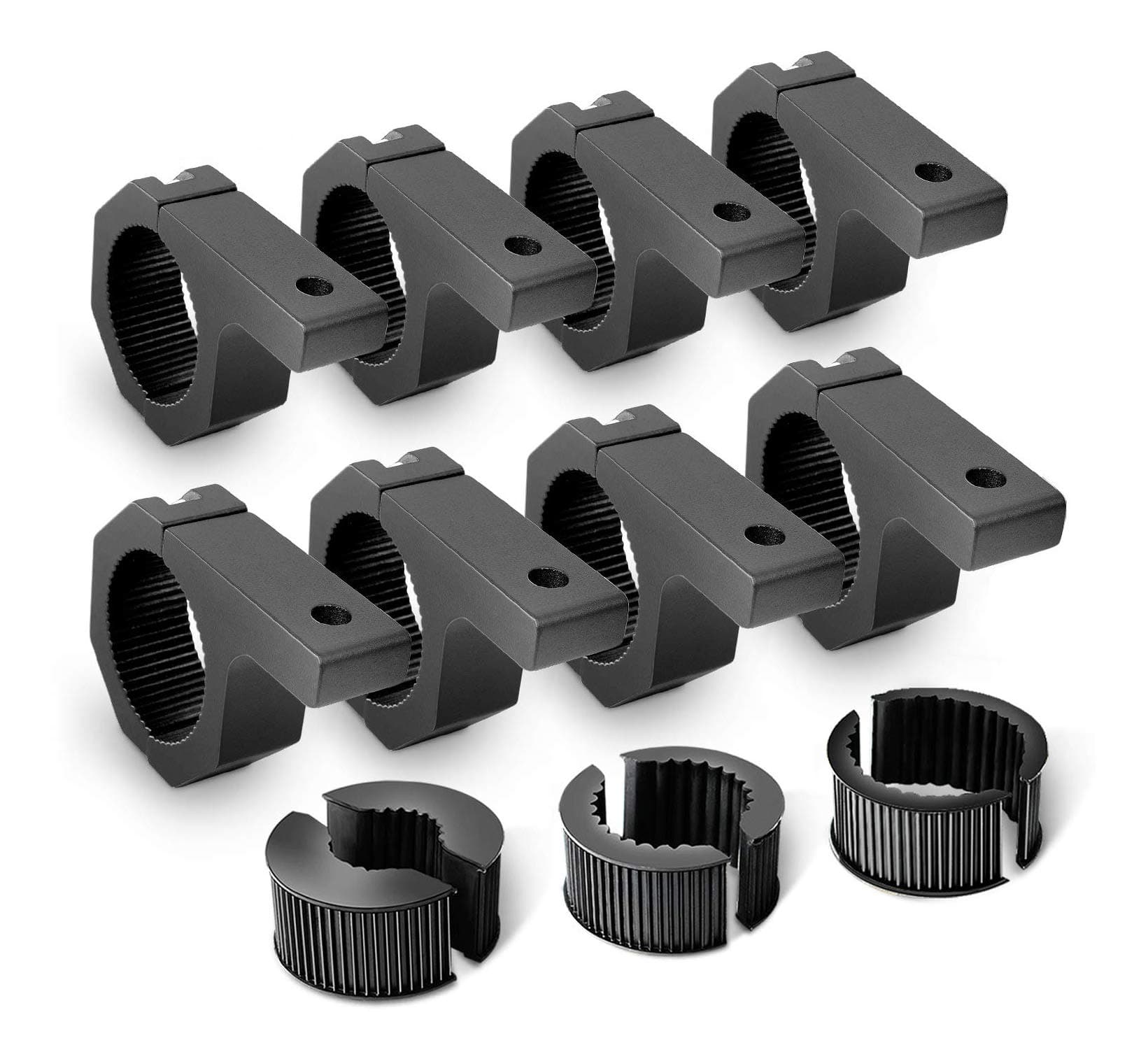 Nilight Horizontal Bar Clamp Mounting Bracket Kit for Off-Road LED Light on Roof Rack Roll Cage Holder,2 Years Warranty (90021H) 8Count(Pack of 1) Black