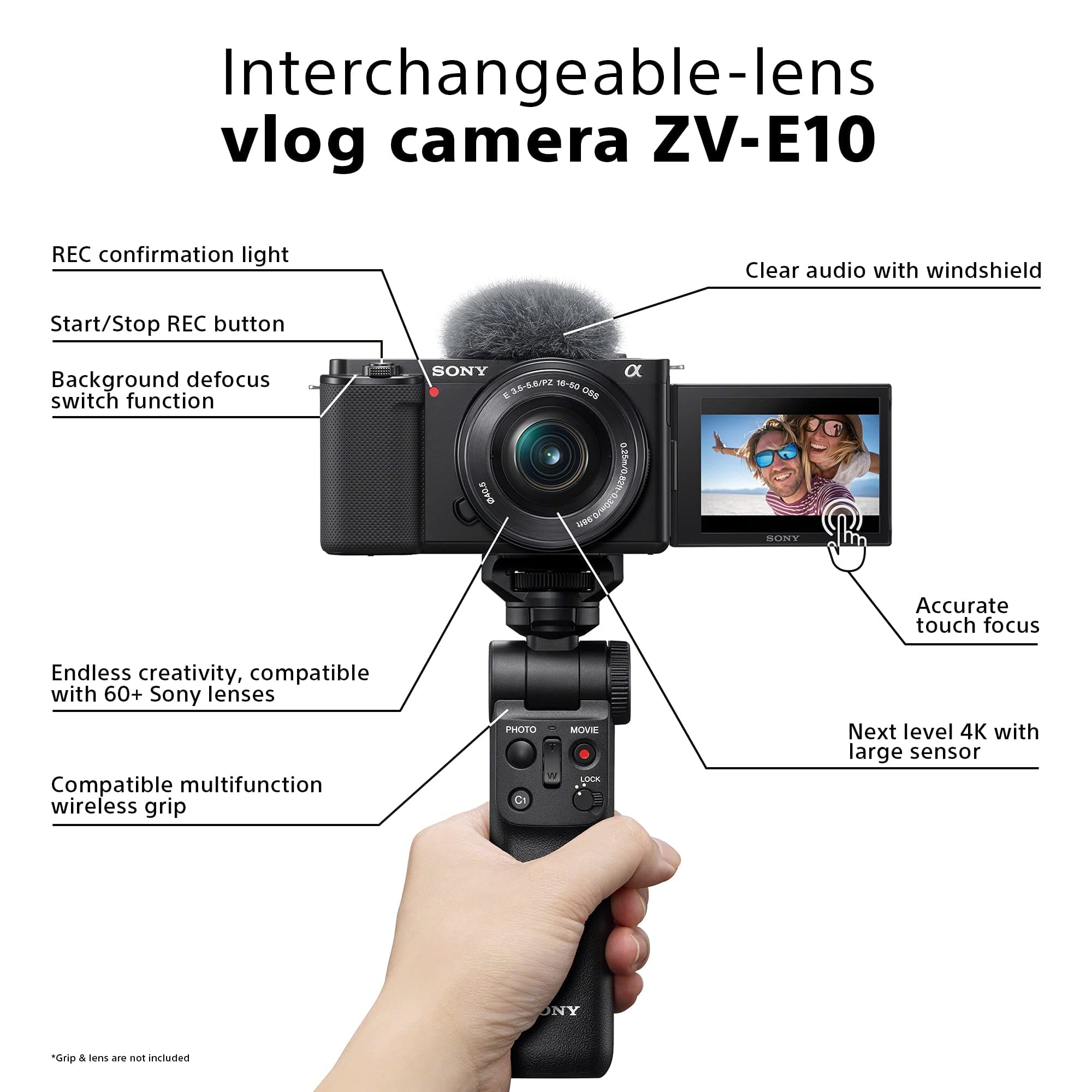 Sony Alpha ZV-E10L | APS-C Mirrorless interchangable-lens vlog camera with 16-50mm lens + LCSU11B camera case