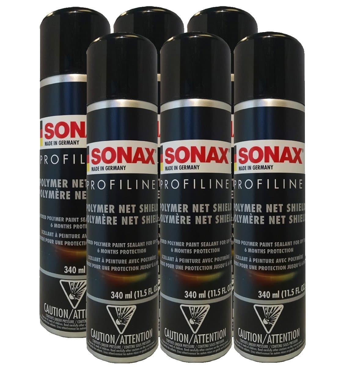 Sonax Polymer Net Shield | Long-Lasting Paint Protection Formula | Hydrophobic Properties for Water Repellency | 11.5 fl. oz | 6 Pack | SON-223300-6