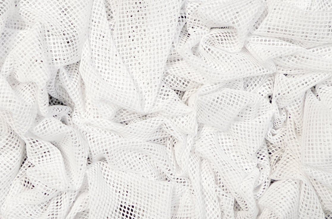 3MM WHITE FISH NET AIRTEX MESH FABRIC 100% POLYESTER NATURAL STRETCH 59" WIDTH