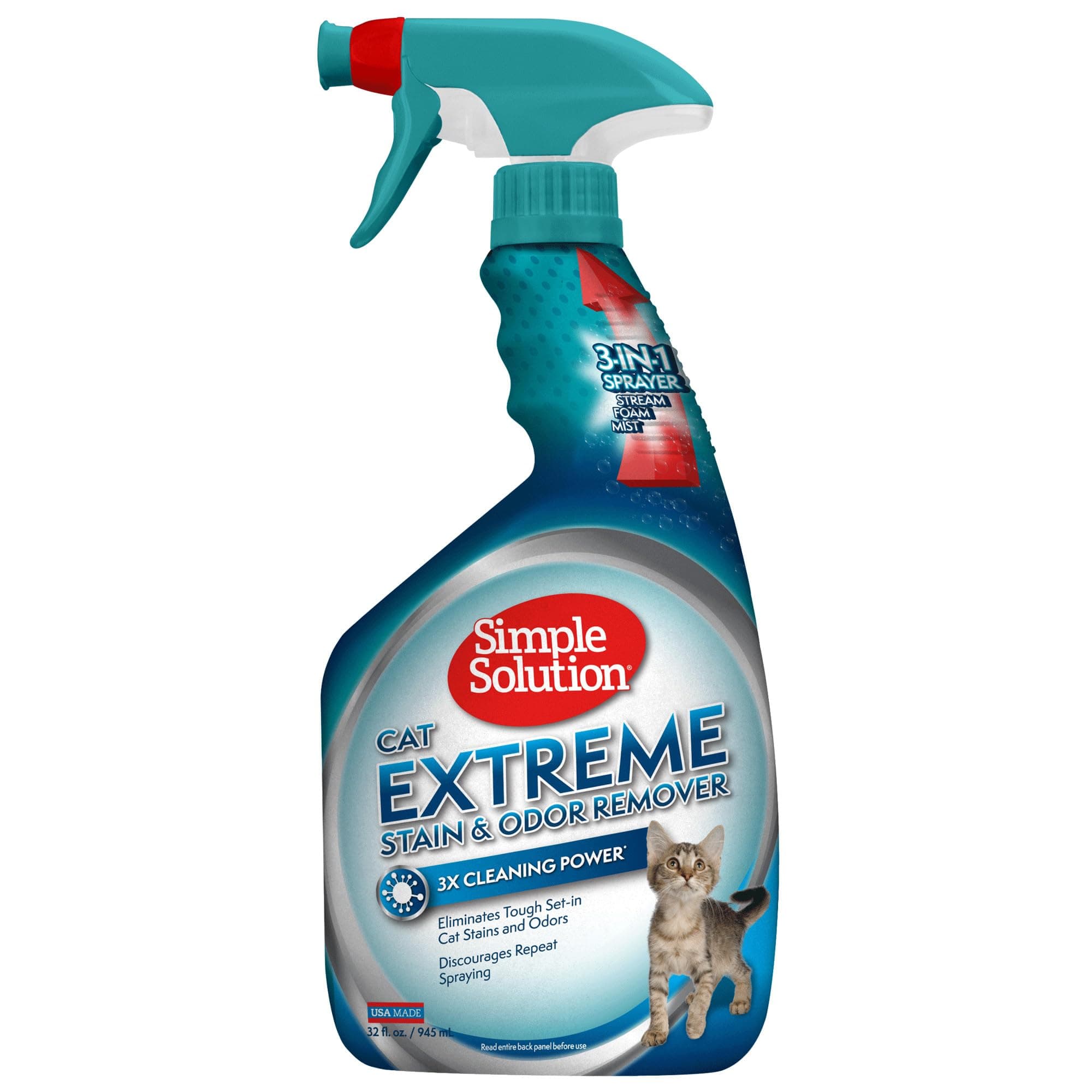 Simple Solution Extreme Cat Stain Odour Remover, White, 32 Oz