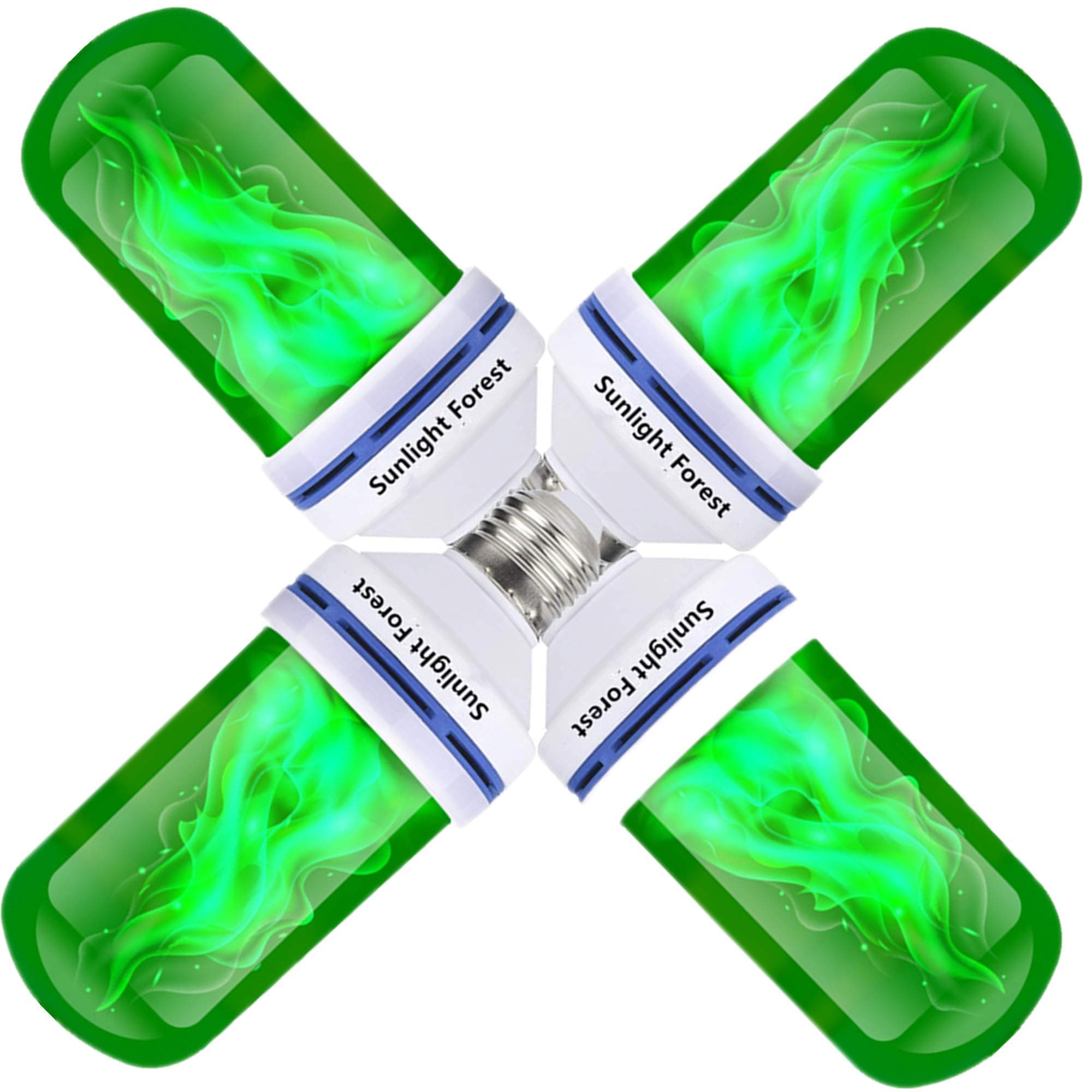 OMK4 Pack Green Light Bulbs, Christmas Flame LED Light Bulbs Decorations Flickering/Breathing/Ligting/Gravity 4 Modes Flame Bulb for Bars Hotel Yard Porch Party Outdoor Decorative Holiday Gifts