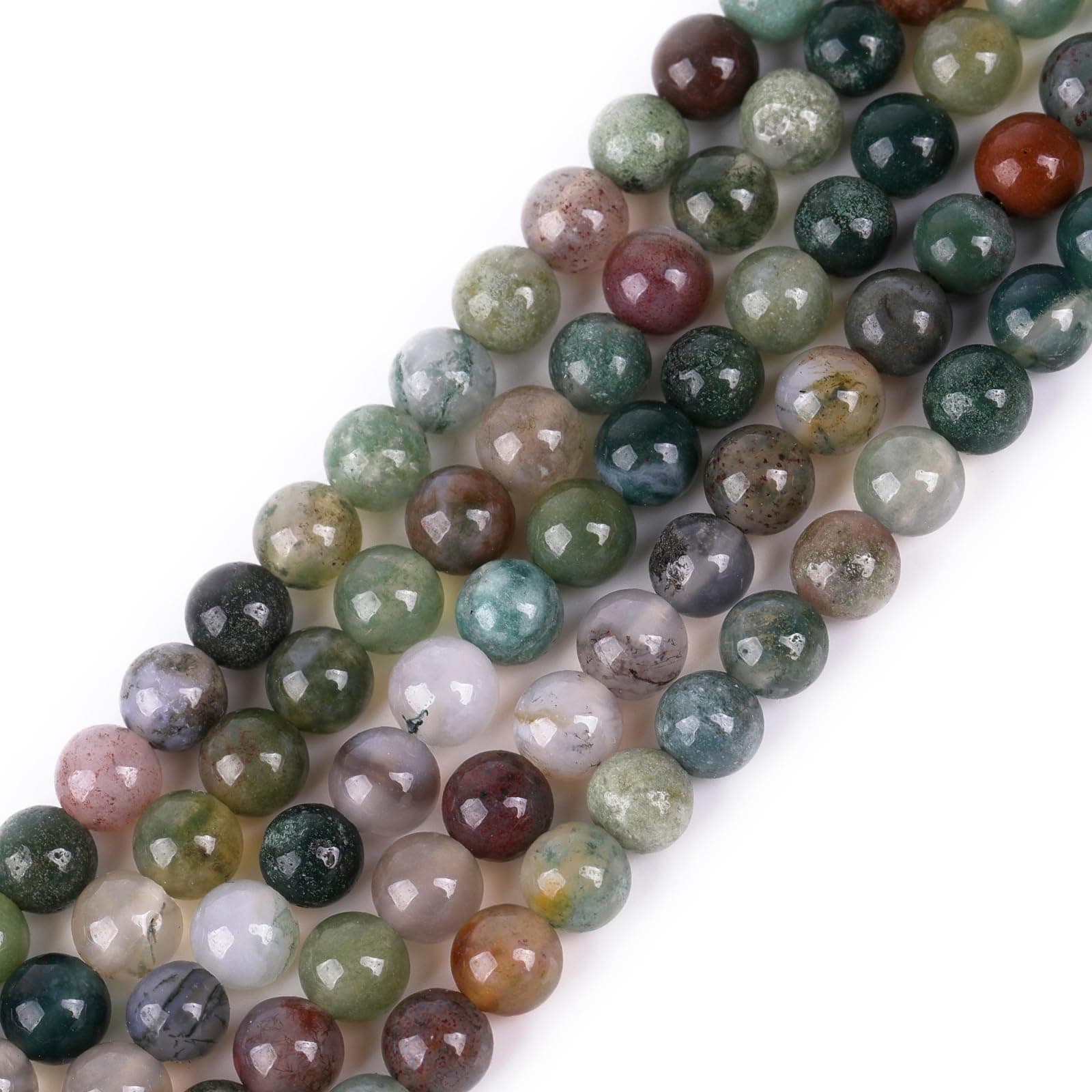 GEM-Inside 4mm Indian Agate Round Gemstone Semi Precious Loose Beads for Jewellery Making 15''